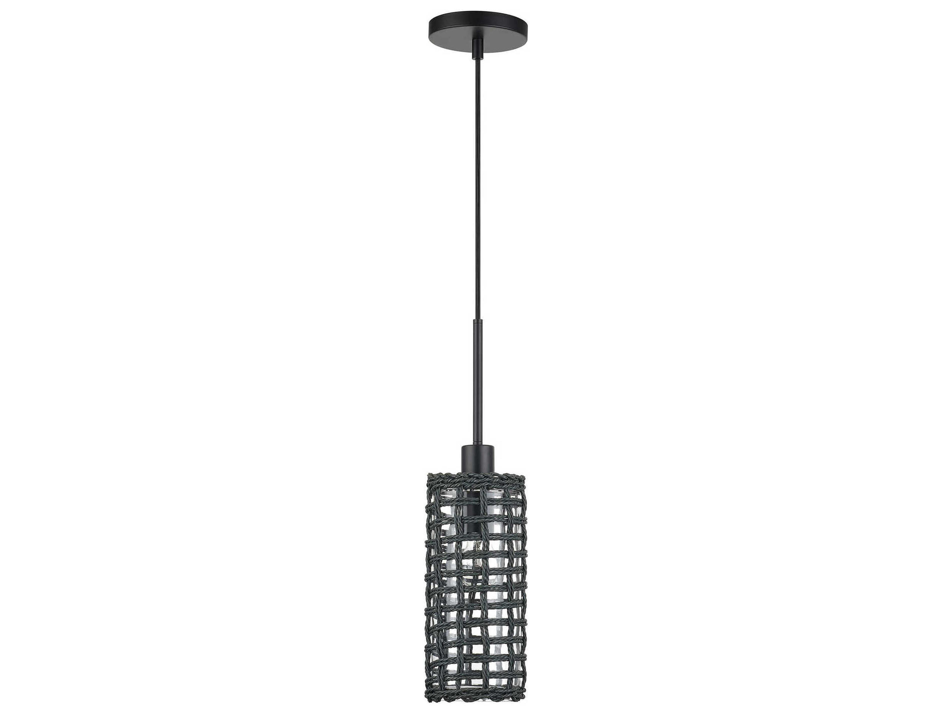 Livex Lighting Twinewell 1-Light Black Cylinder Mini Pendant