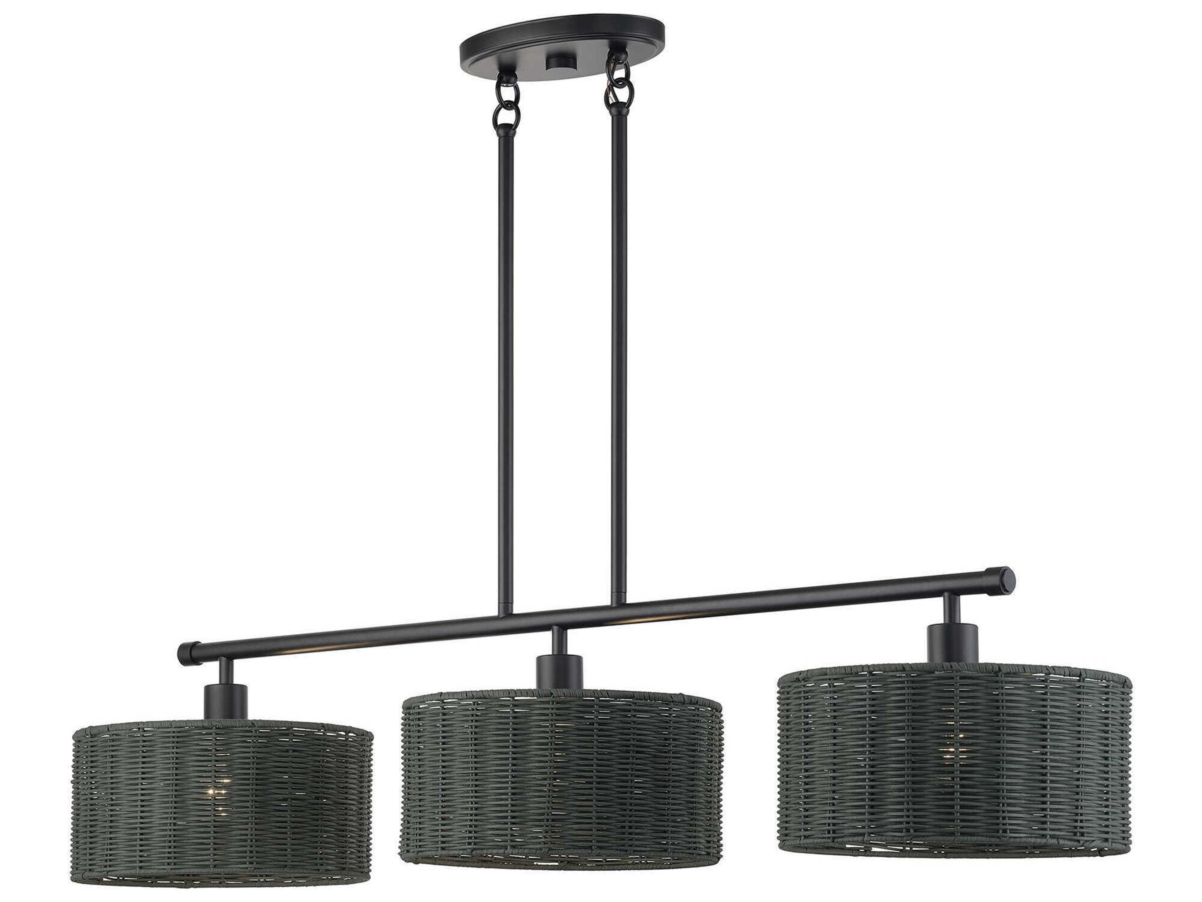 Livex Lighting Weavington 3-Light Black Drum Island Pendant