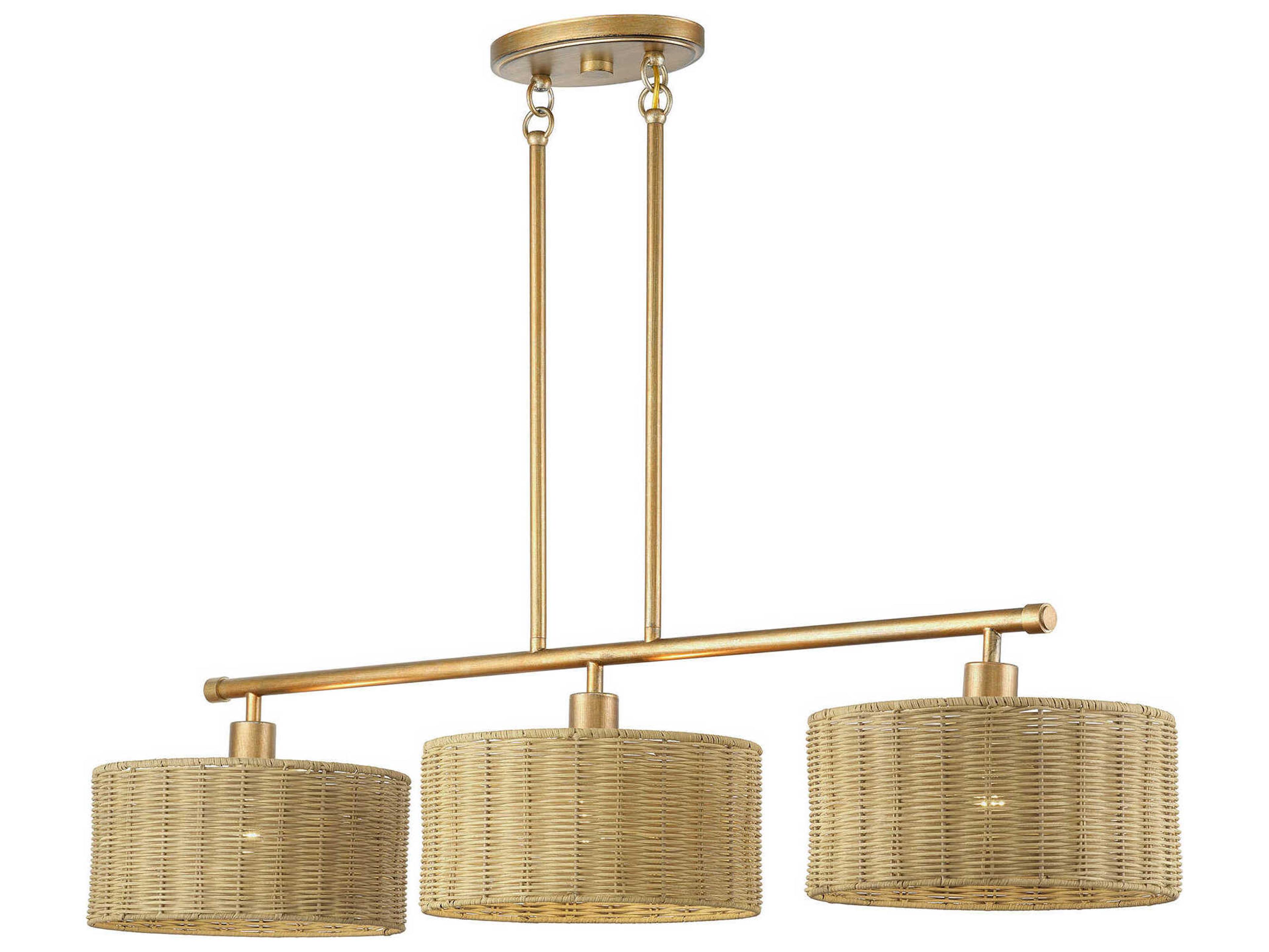 Livex Lighting Weavington 3-Light Antique Gold Leaf Drum Island Pendant
