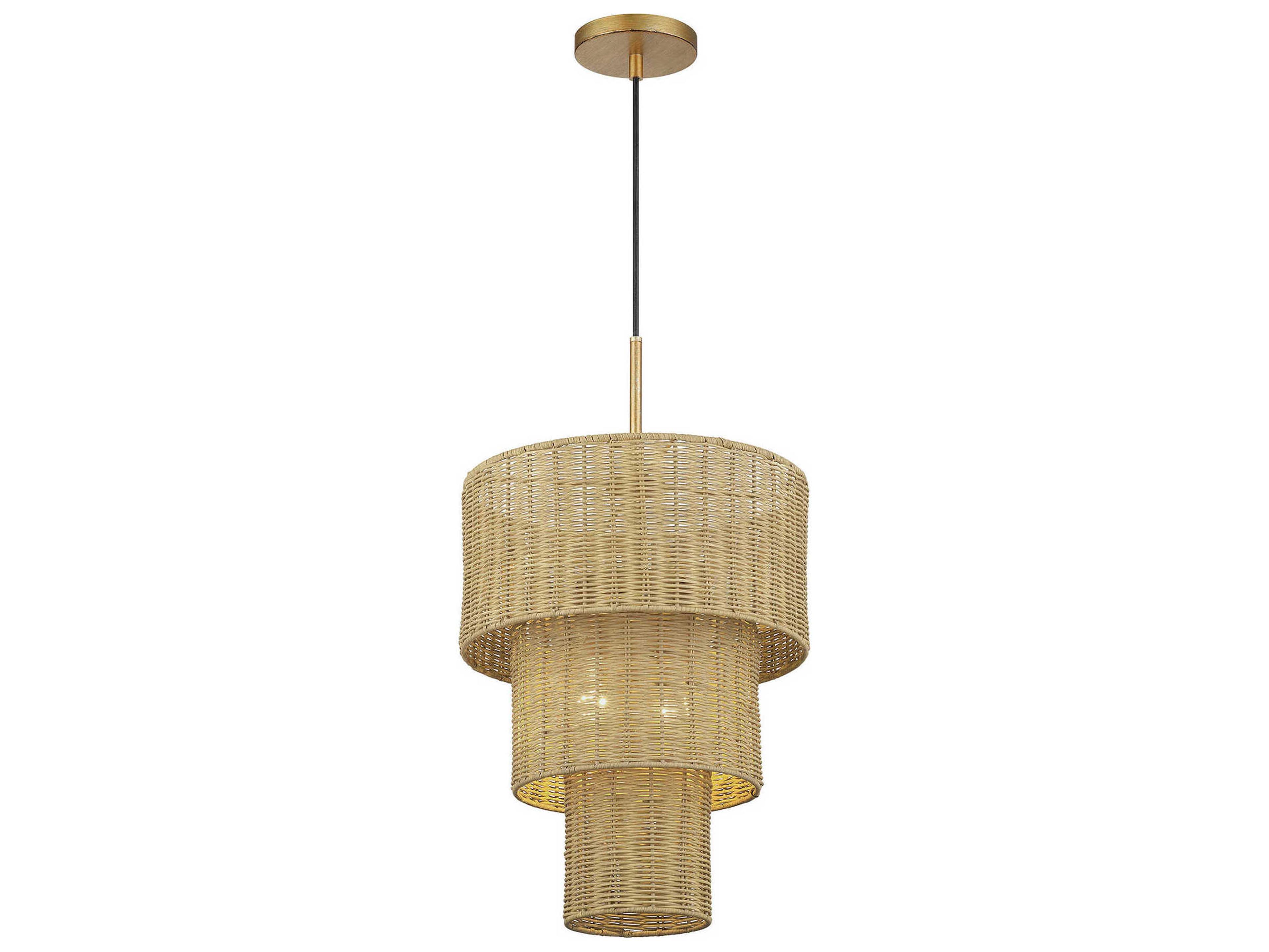 Livex Lighting Weavington 2-Light Antique Gold Leaf Drum Pendant