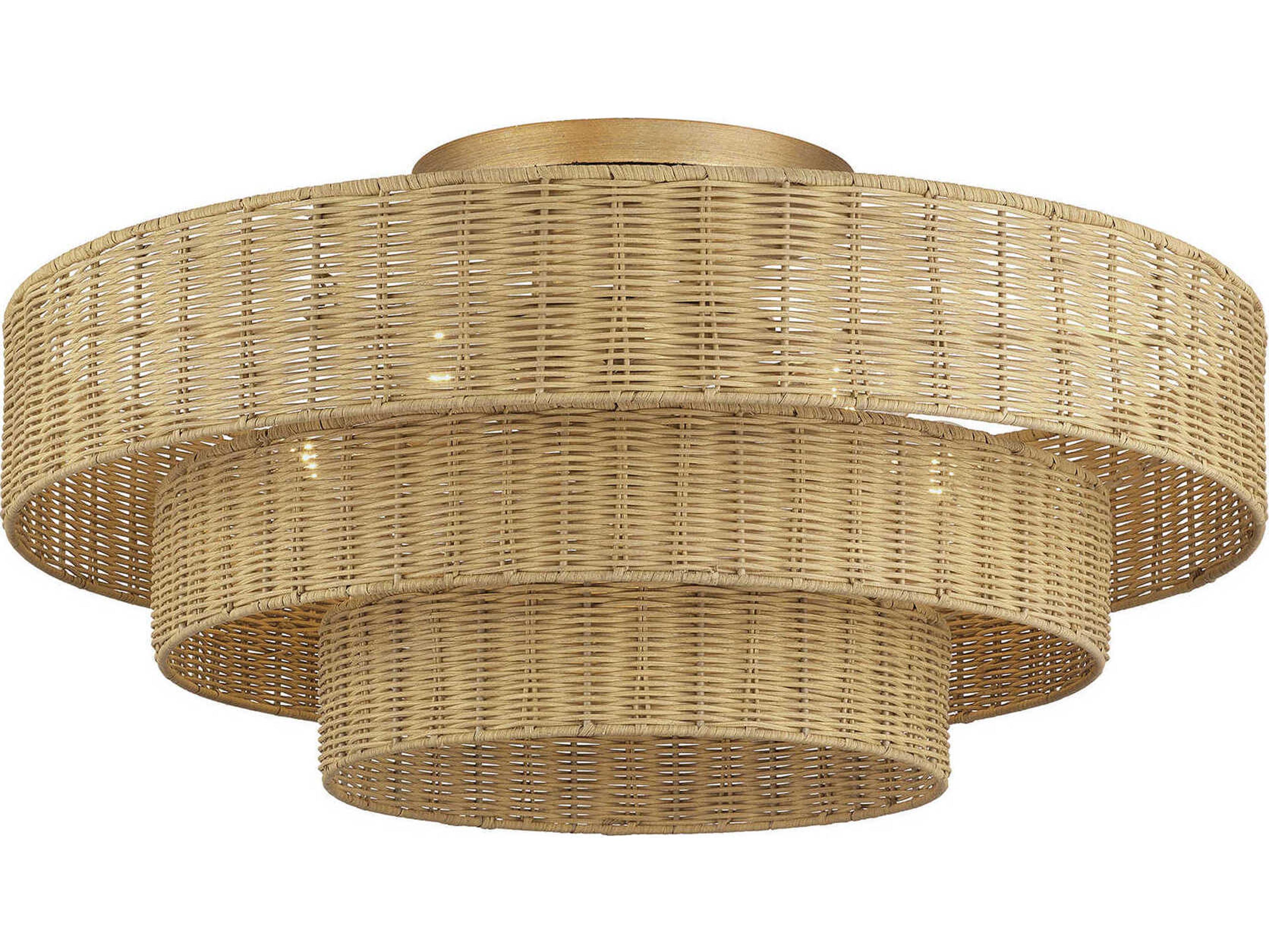 Livex Lighting Weavington 5-Light Antique Gold Leaf Drum Semi Flush Mount