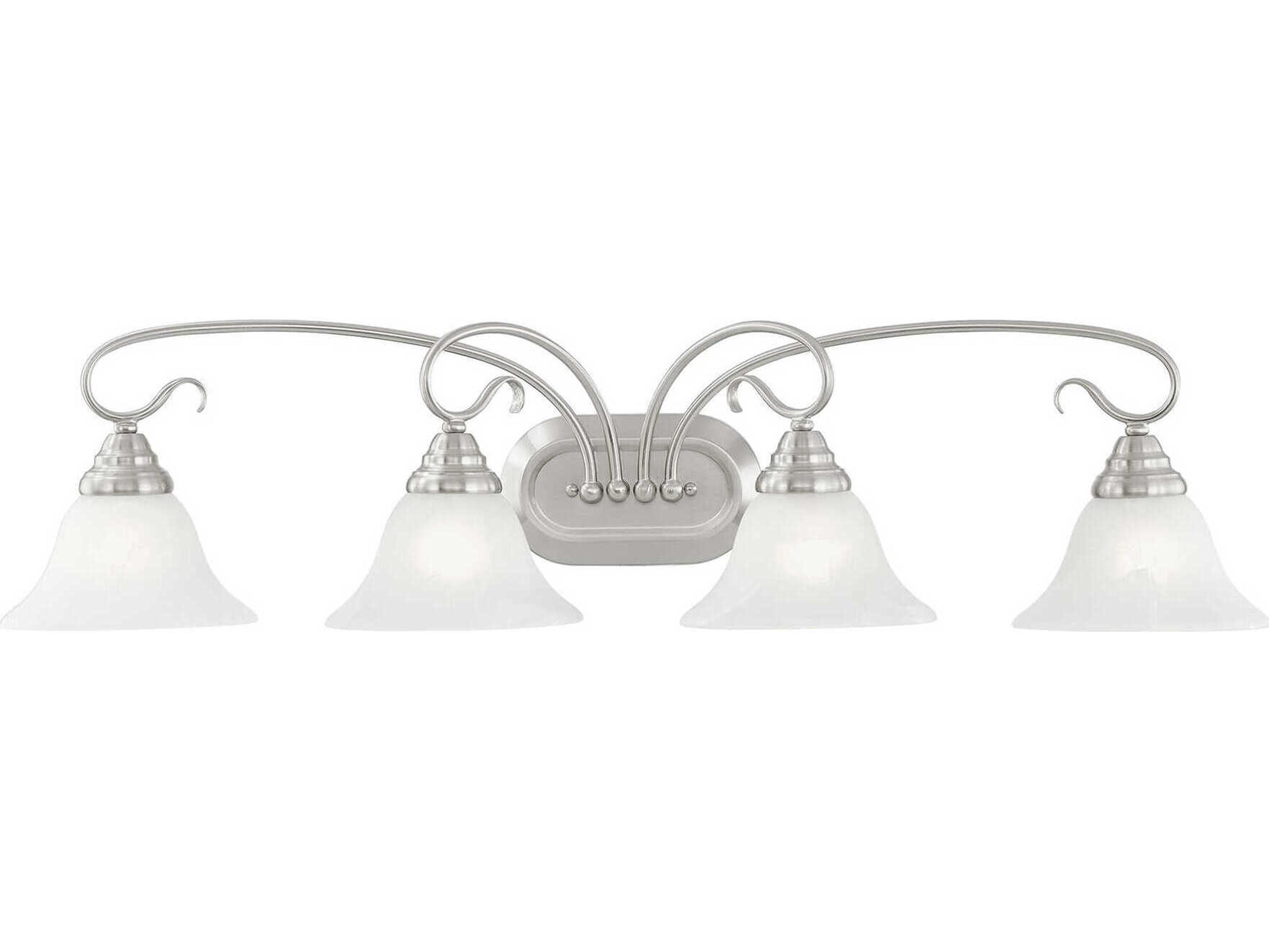 Livex Lighting Coronado 4-Light Brushed Nickel White Glass Vanity Light