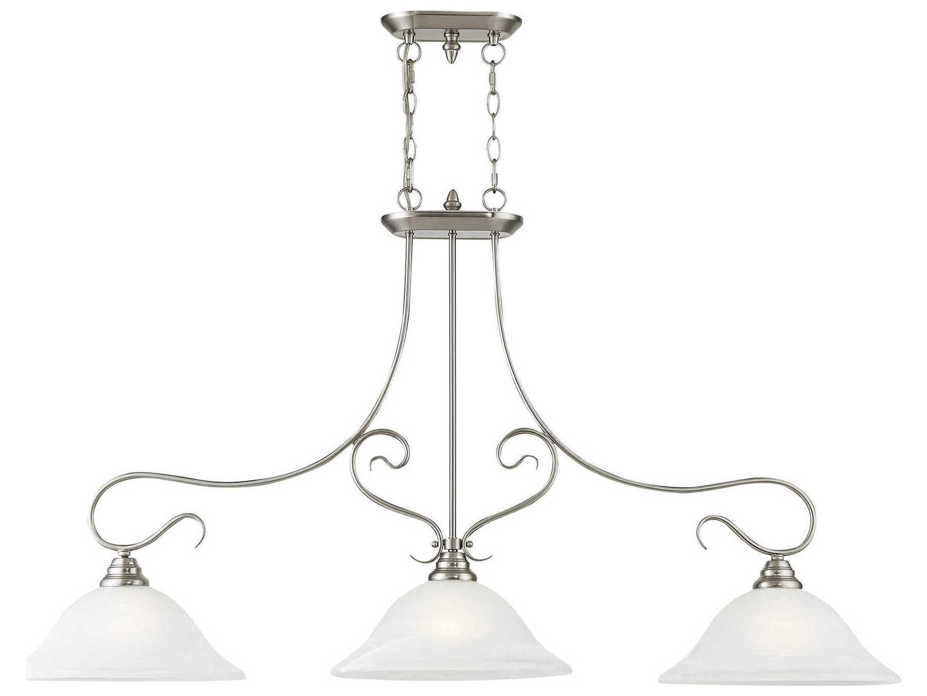 Livex Lighting Coronado 3-Light Brushed Nickel White Glass Bell Island Pendant