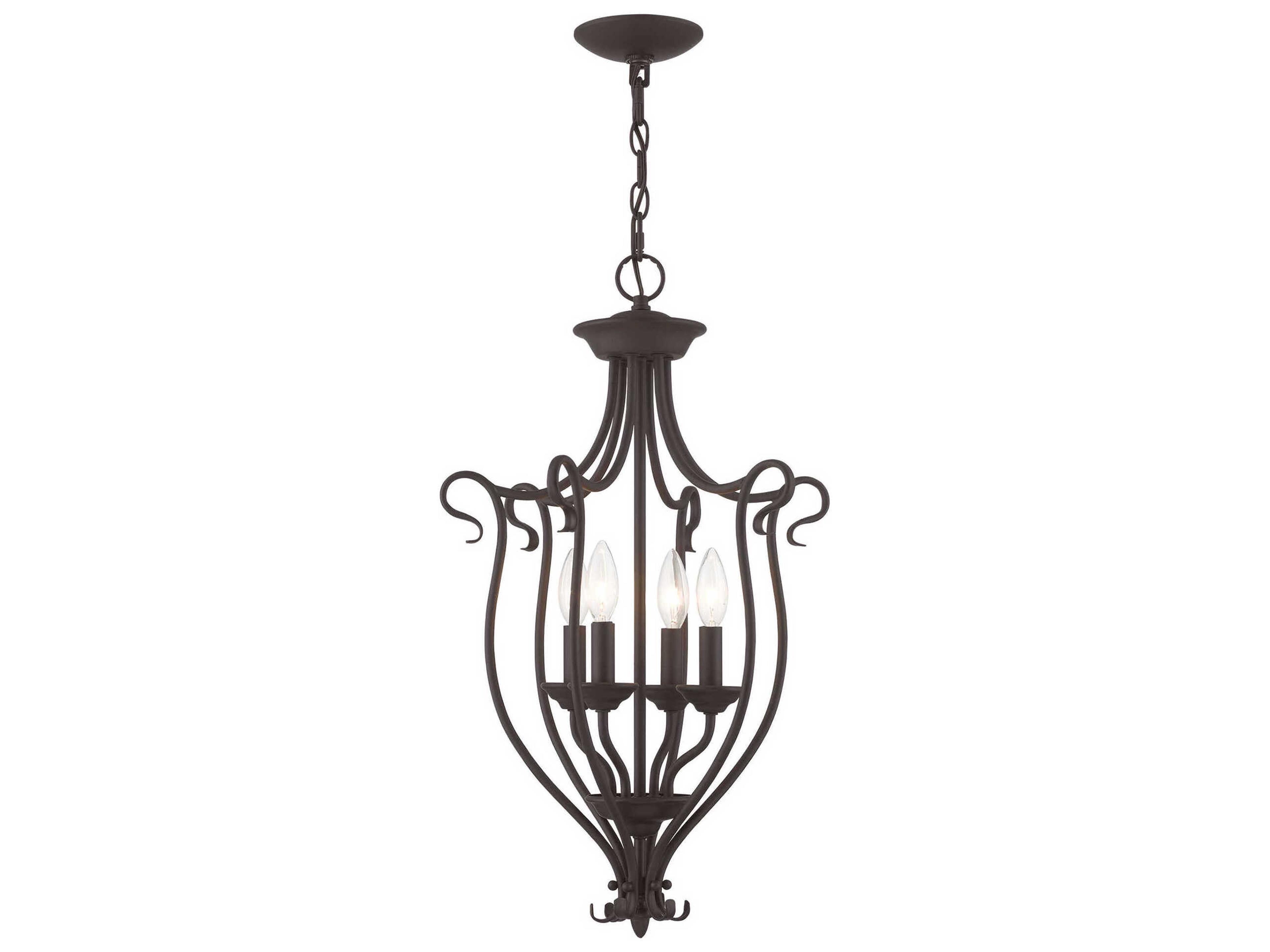 Livex Lighting Coronado 4-Light Bronze Glass Candelabra Chandelier