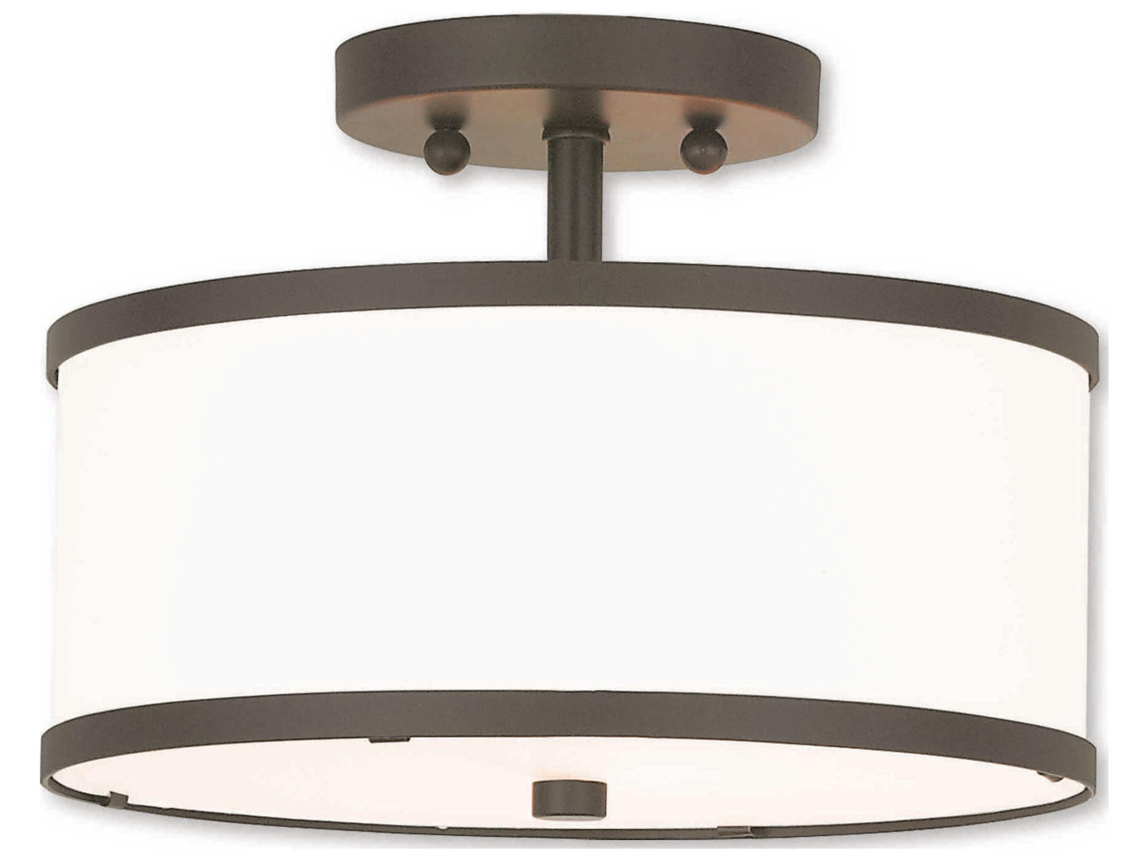 Livex Lighting Park Ridge 2-Light Bronze Drum Semi Flush Mount