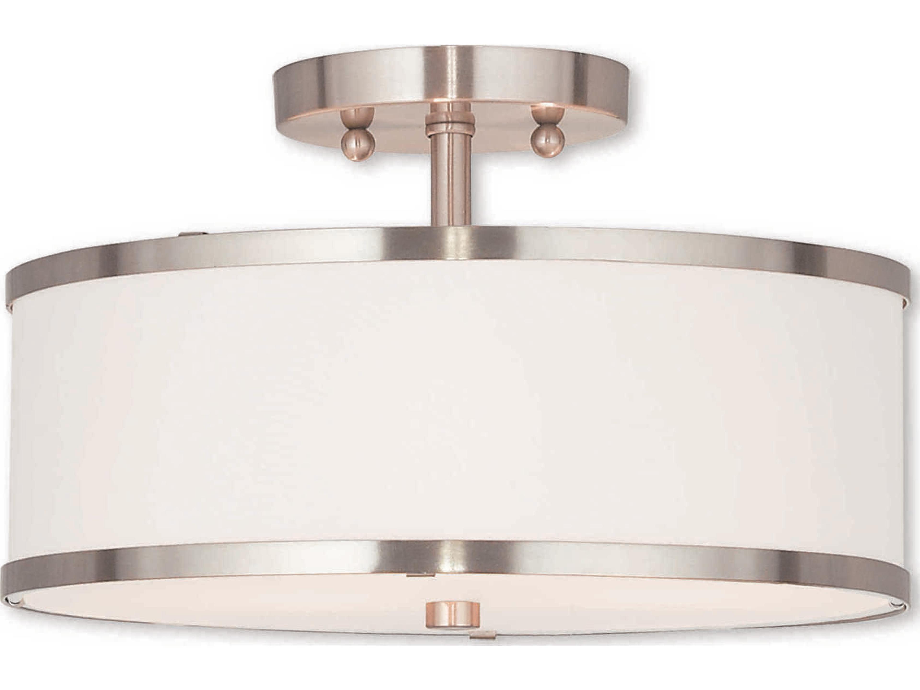 Livex Lighting Park Ridge 2-Light Brushed Nickel Drum Semi Flush Mount