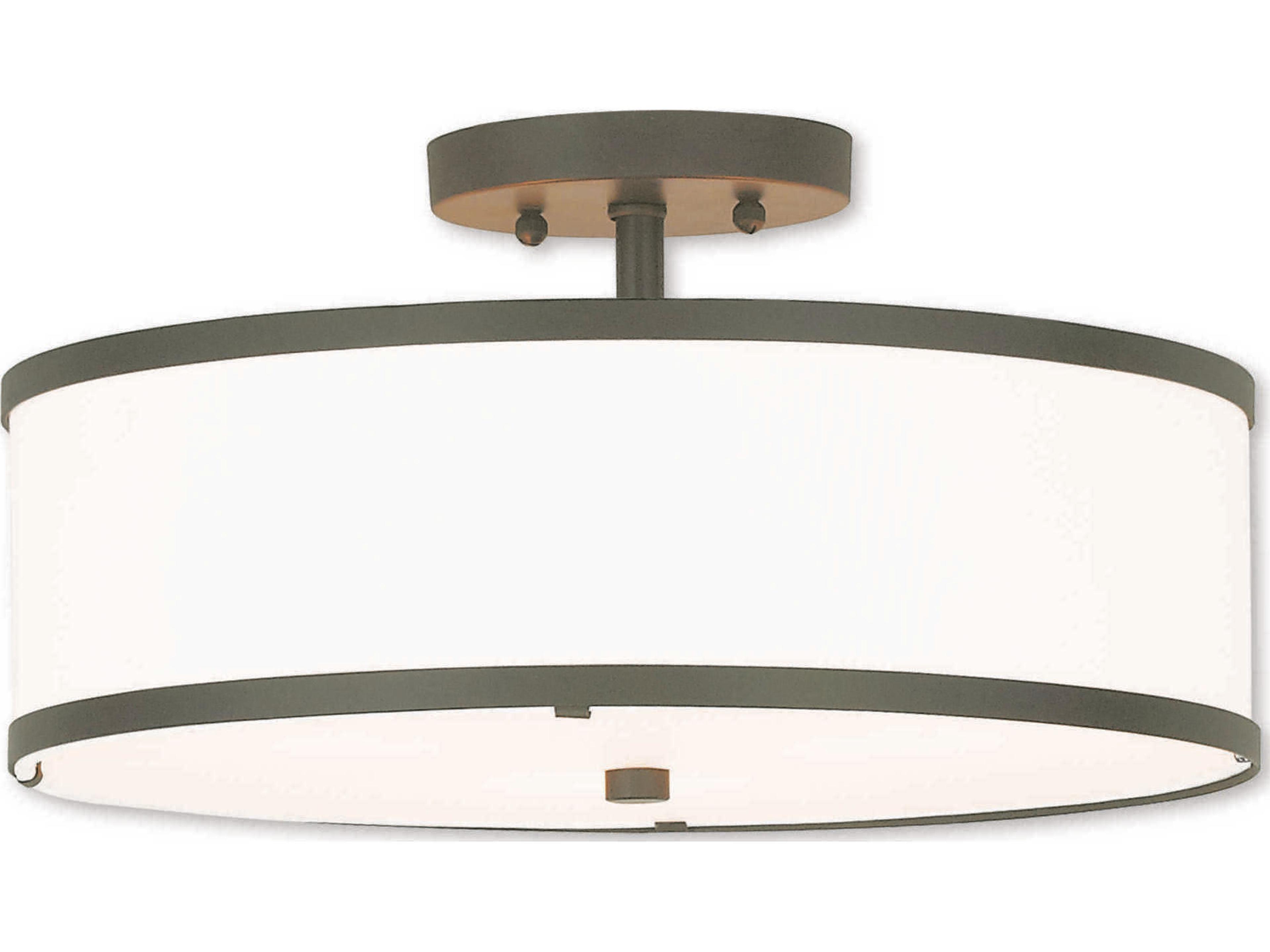 Livex Lighting Park Ridge 3-Light Bronze Drum Semi Flush Mount