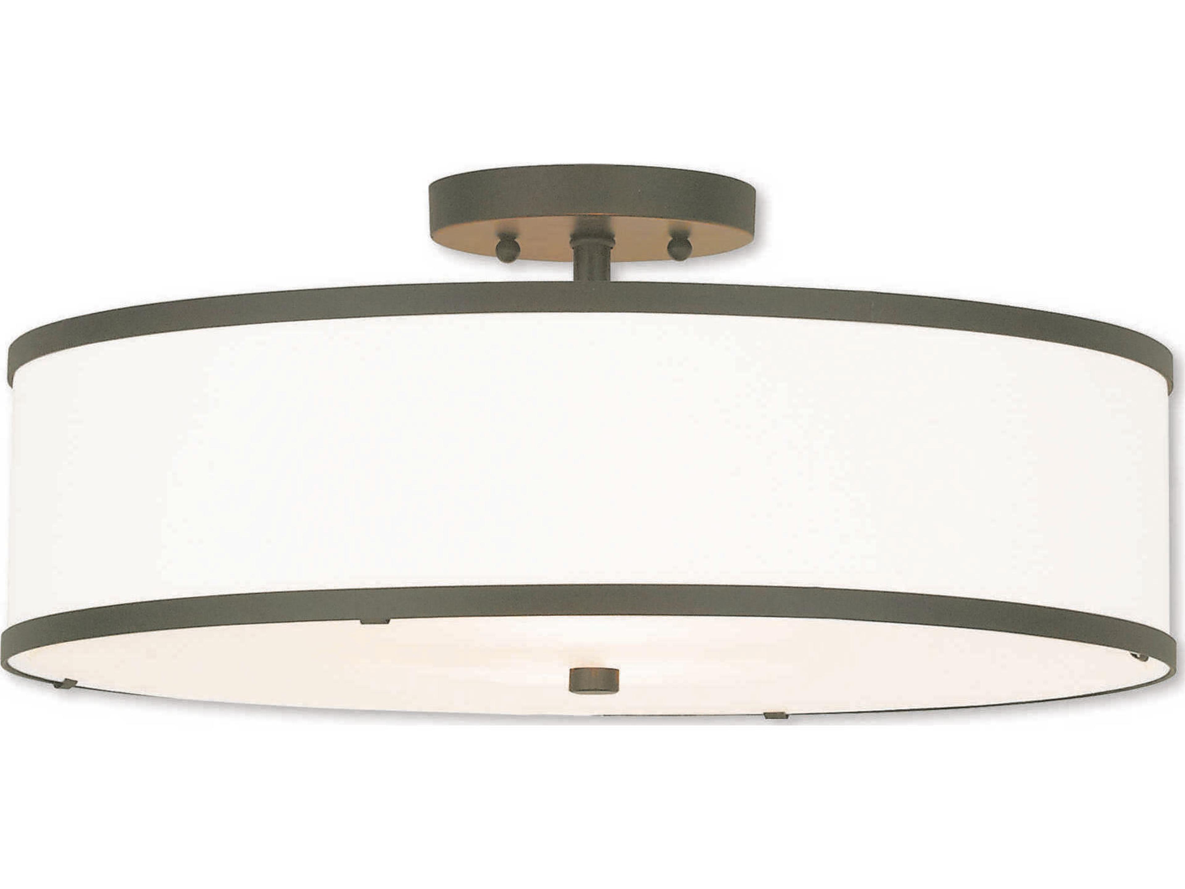 Livex Lighting Park Ridge 3-Light Bronze Drum Semi Flush Mount