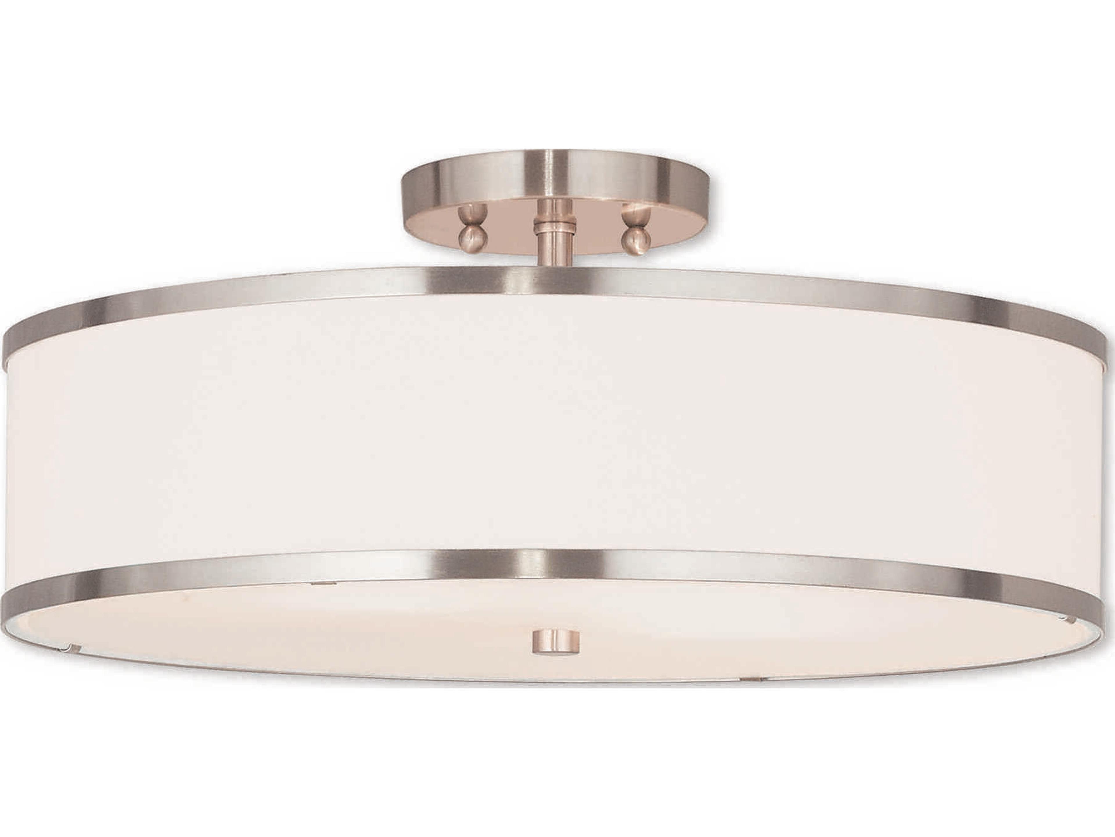 Livex Lighting Park Ridge 3-Light Brushed Nickel Drum Semi Flush Mount