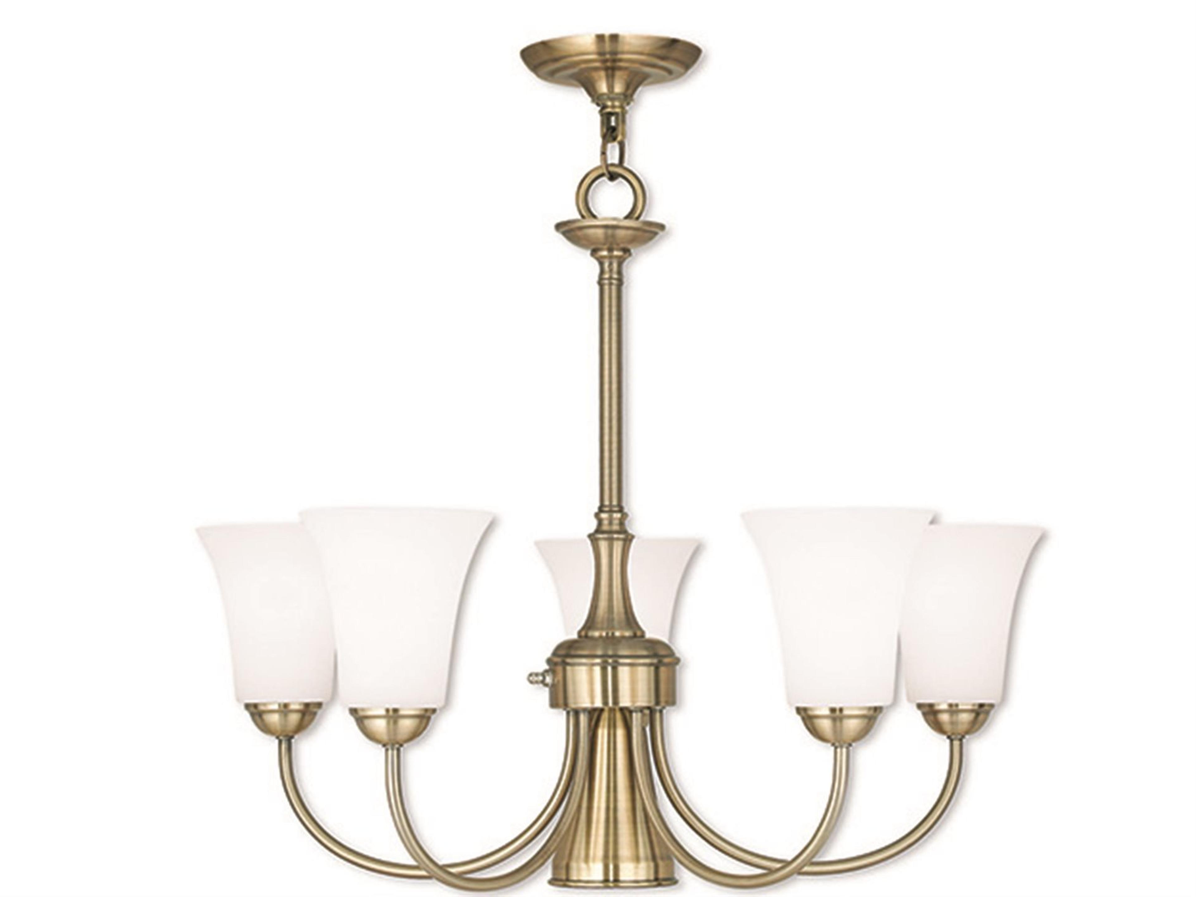 Livex Lighting Ridgedale 6-Light Antique Brass Glass Bell Chandelier