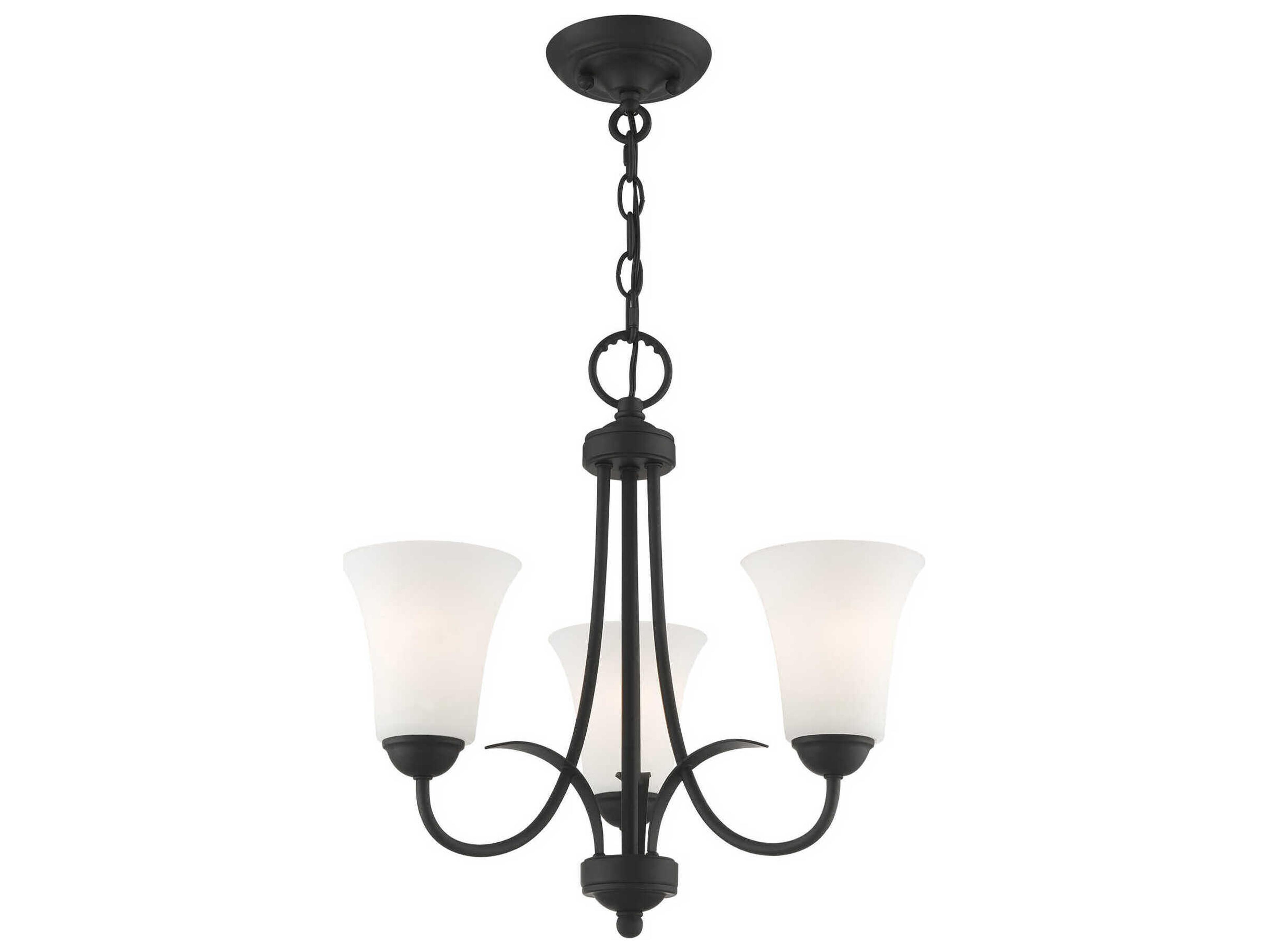 Livex Lighting Ridgedale 3-Light Black Glass Bell Chandelier