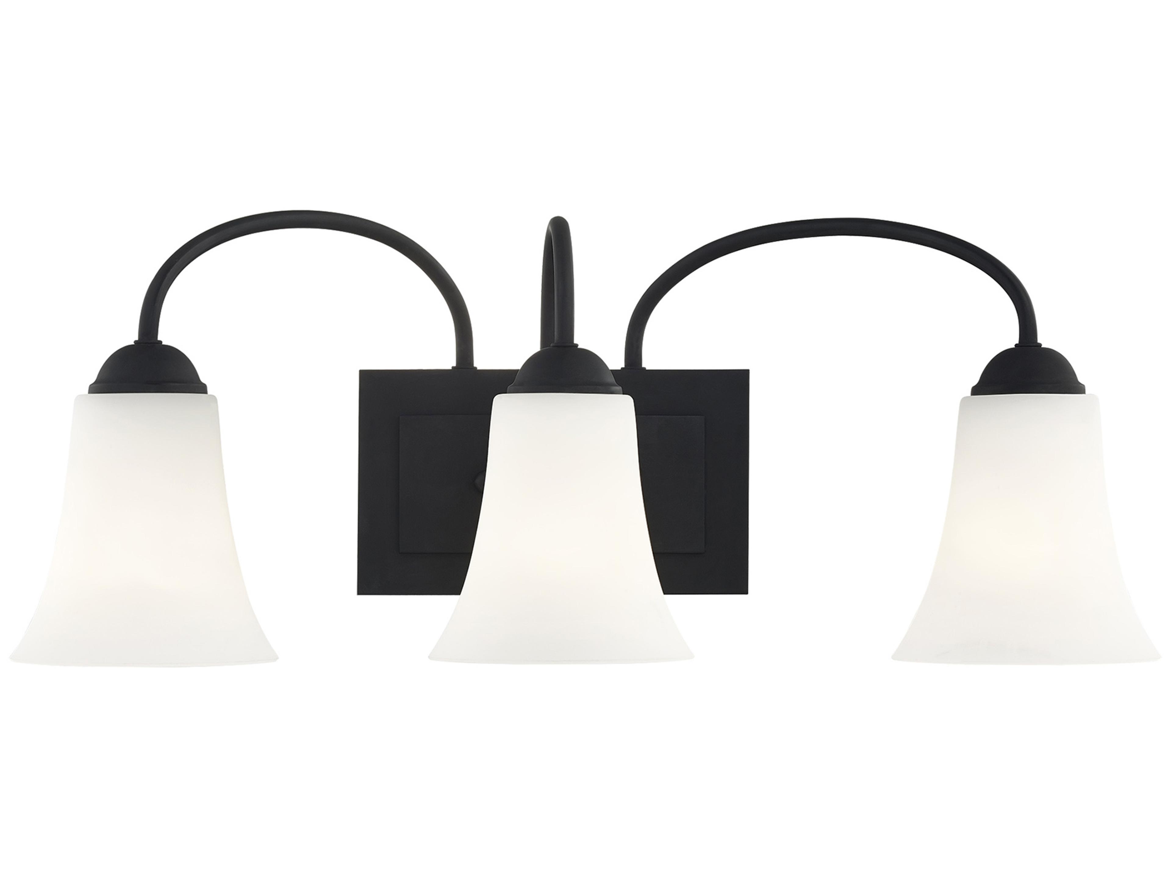 Livex Lighting Ridgedale 3-Light Black White Glass Vanity Light