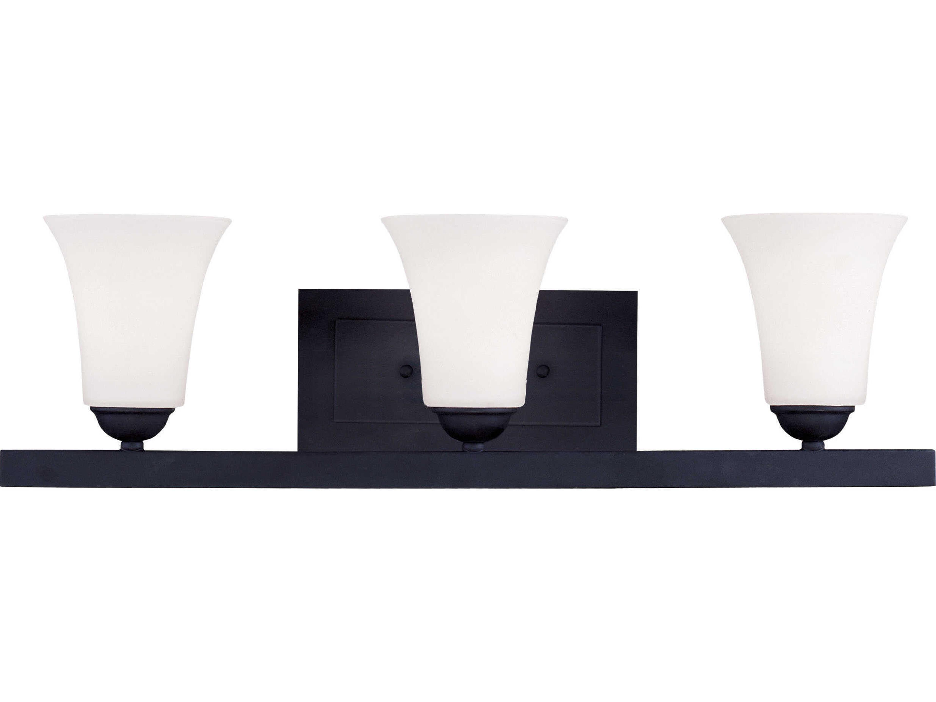 Livex Lighting Ridgedale 3-Light Black White Glass Vanity Light