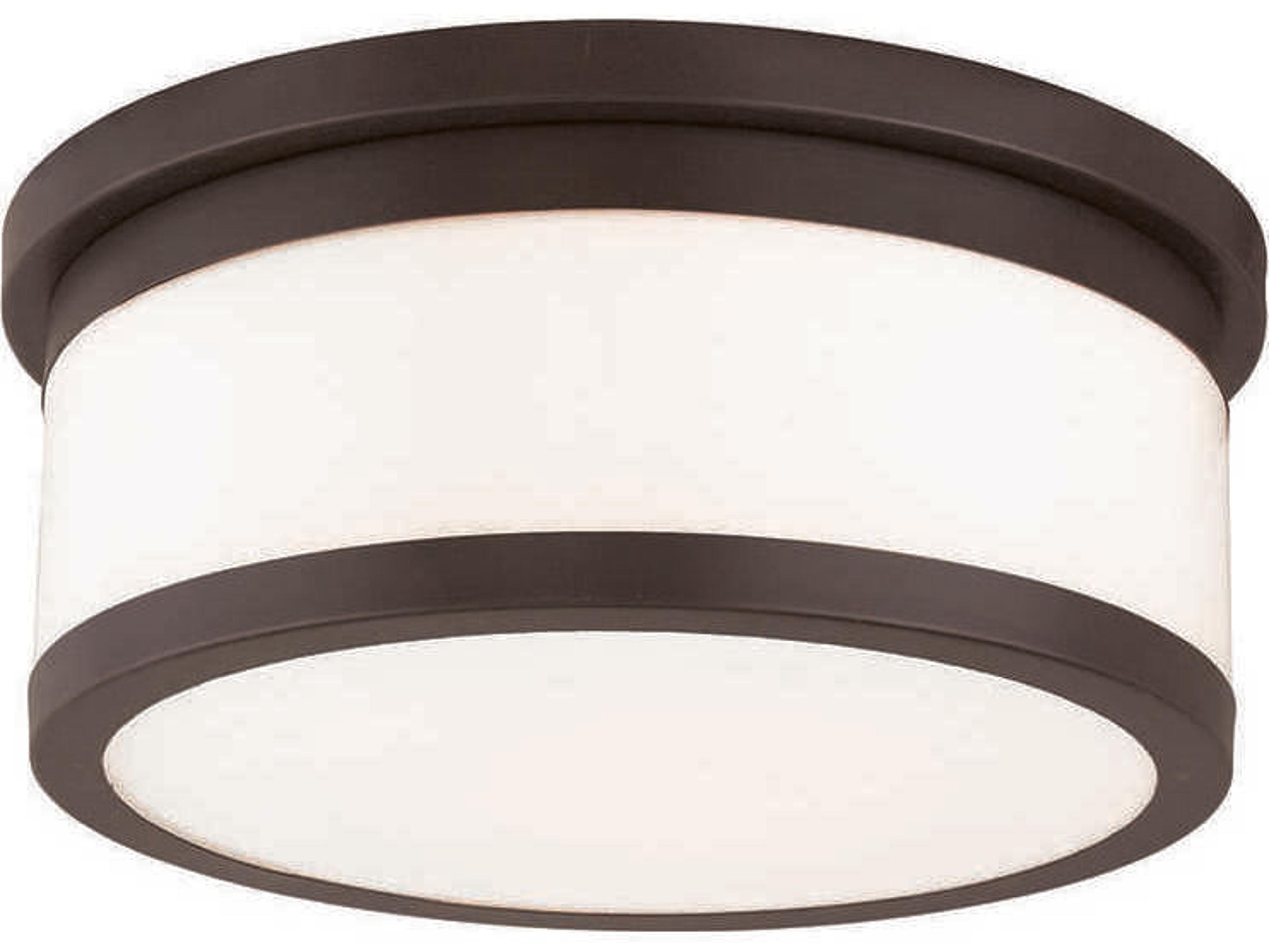 Livex Lighting Stafford 3-Light Bronze Glass Drum Flush Mount