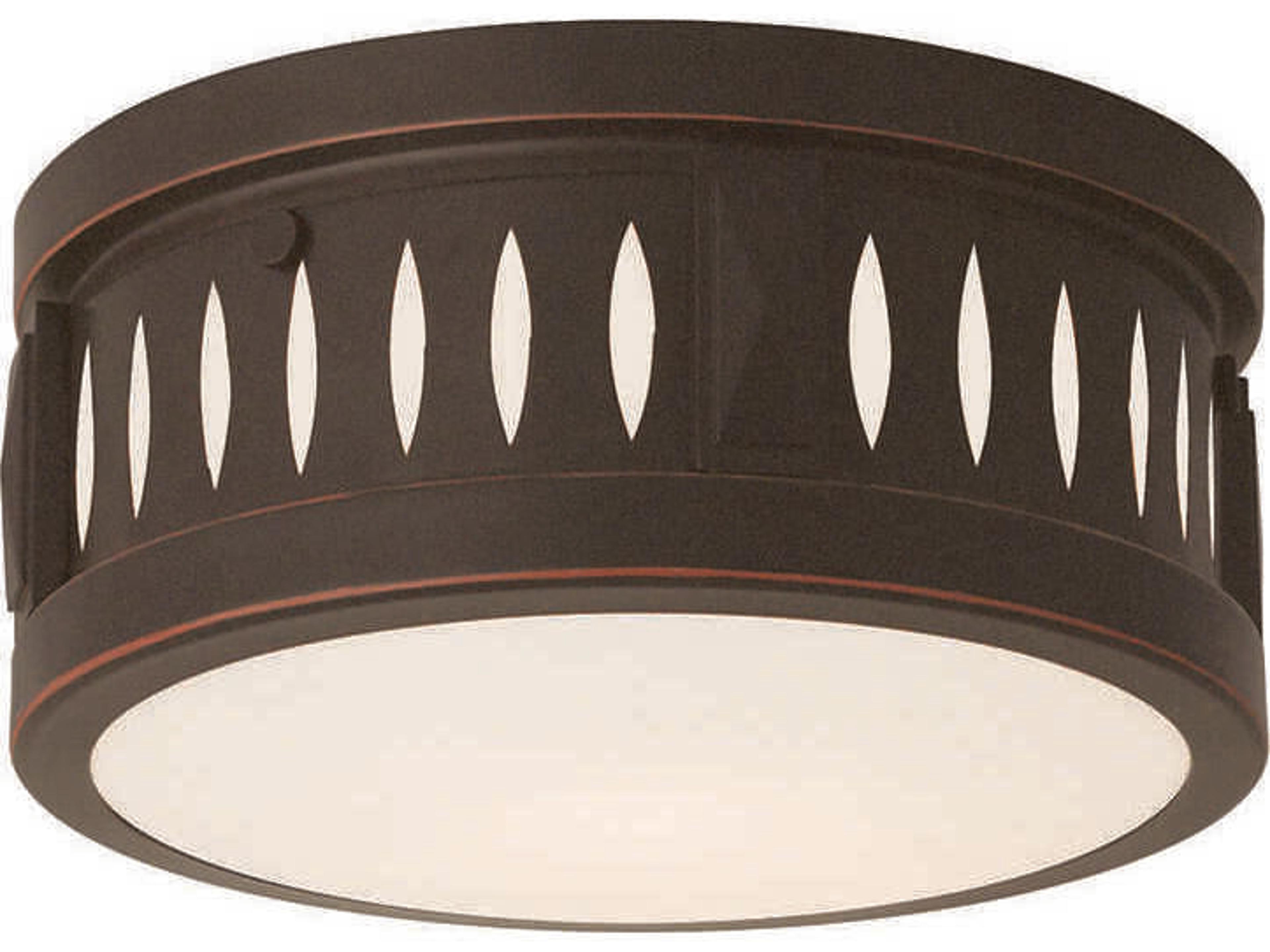 Livex Lighting Vista 2-Light Olde Bronze Glass Drum Flush Mount