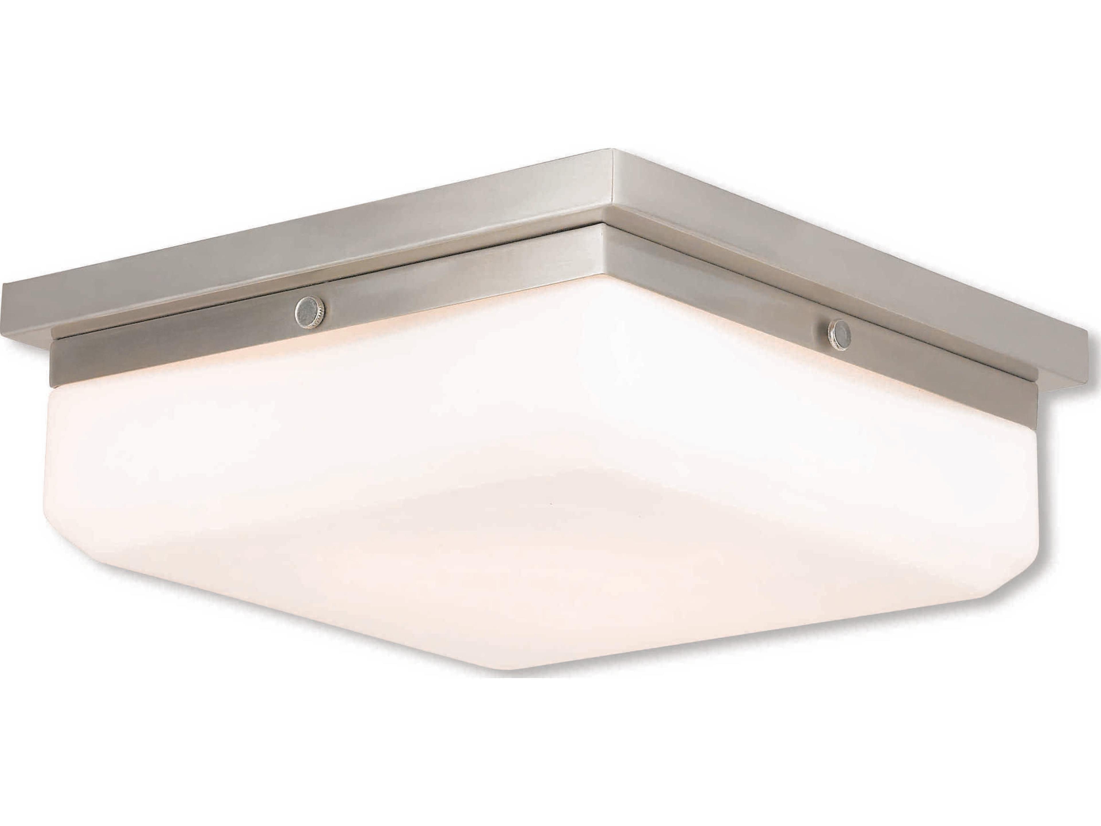 Livex Lighting Allure 3-Light Brushed Nickel White Glass Flush Mount