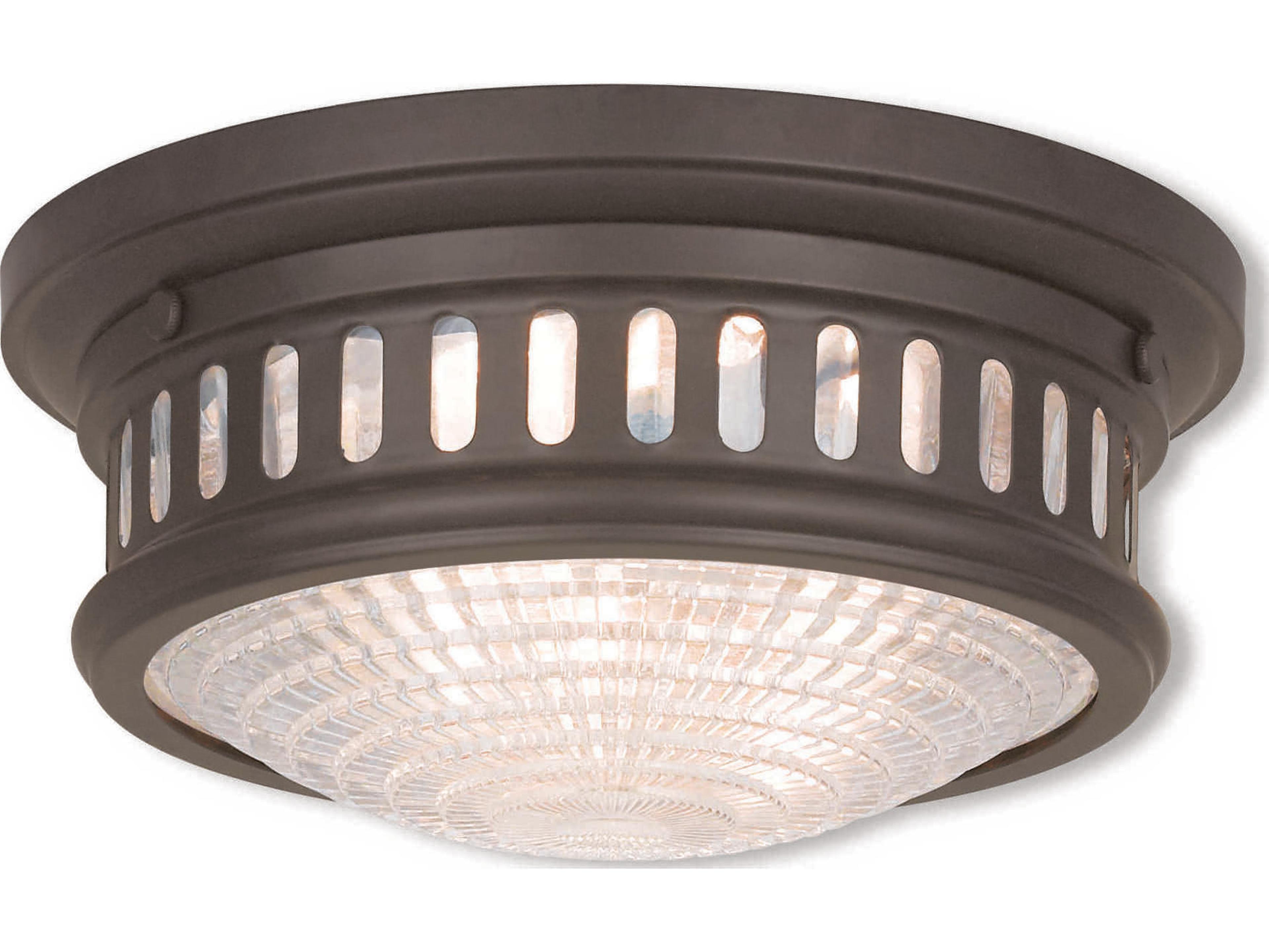 Livex Lighting Berwick 2-Light Bronze Glass Bowl Flush Mount