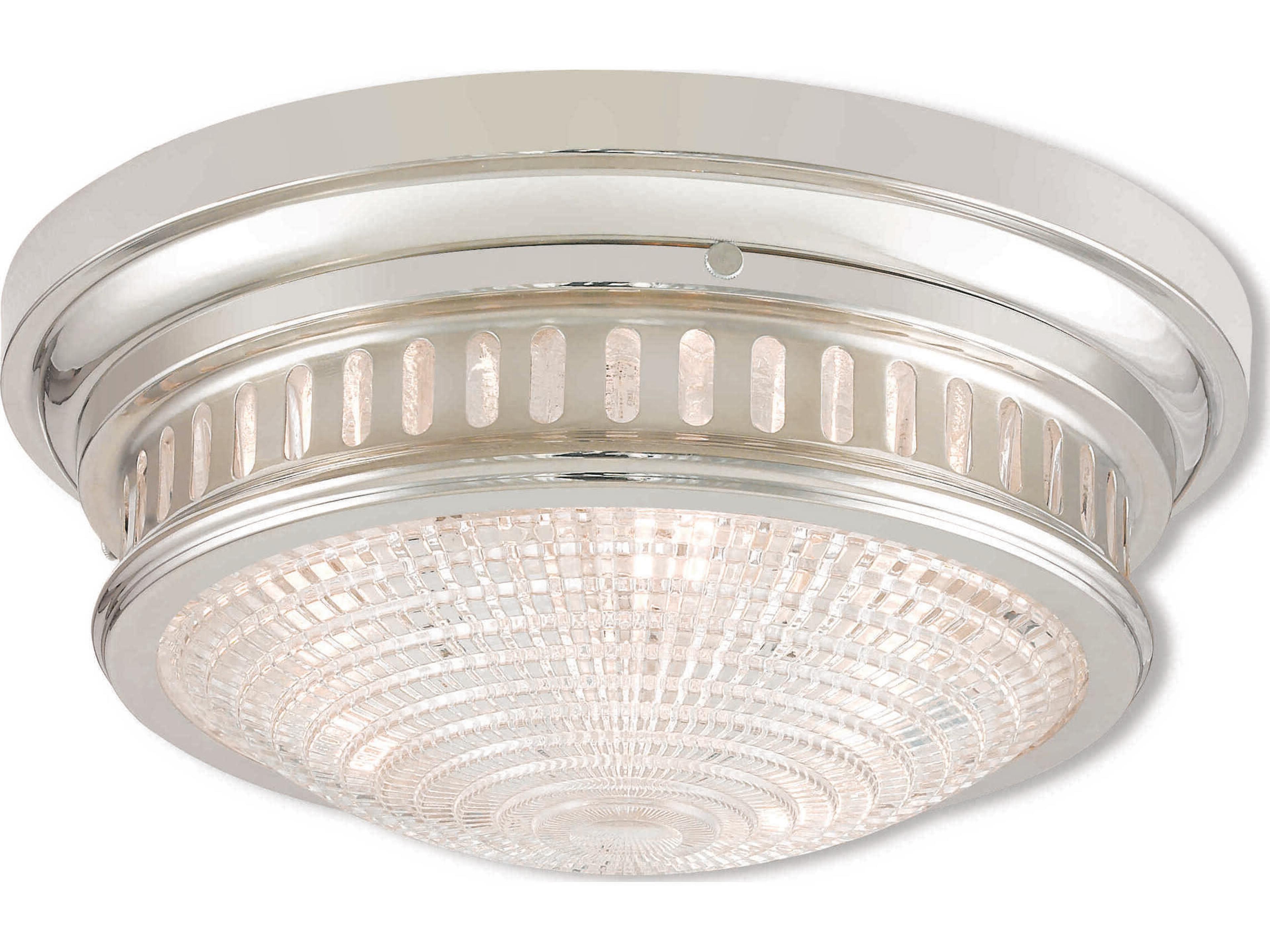 Livex Lighting Berwick 3-Light Polished Nickel Glass Bowl Flush Mount