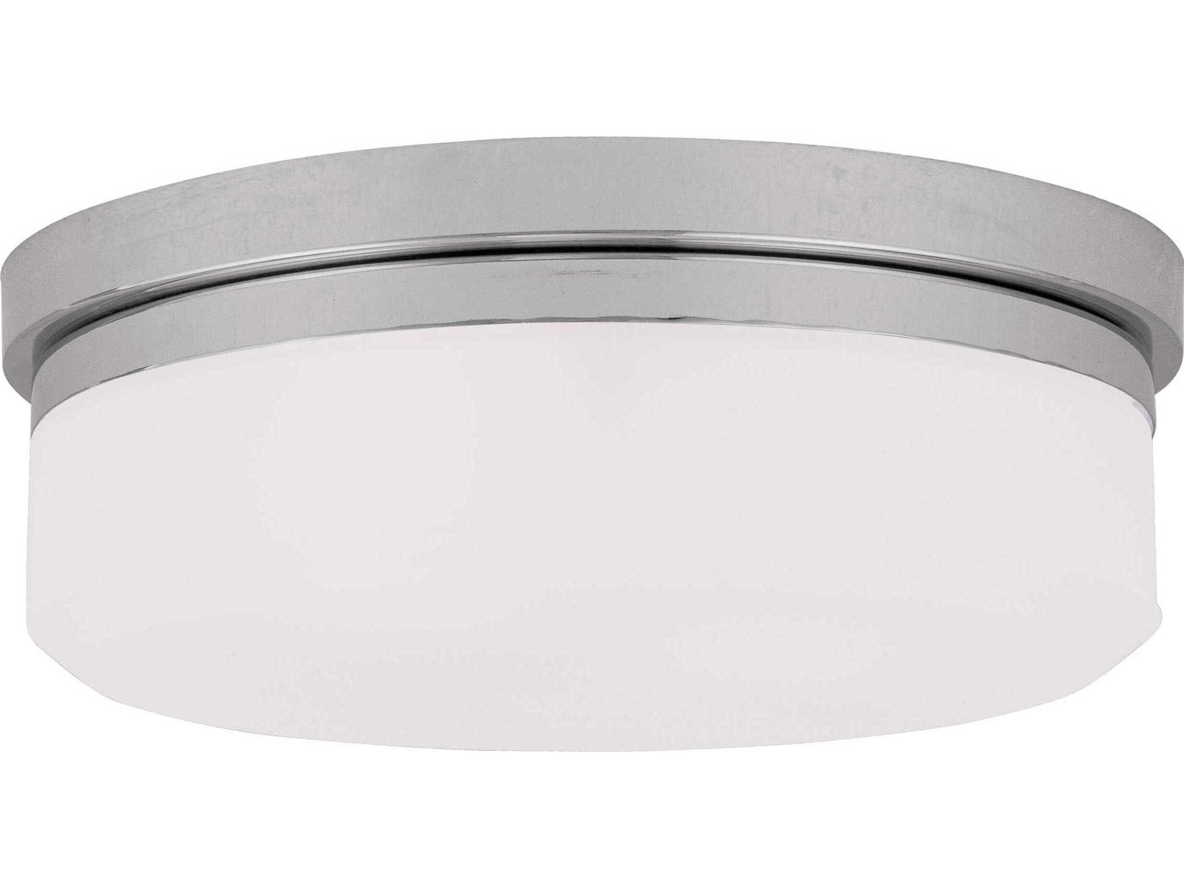 Livex Lighting Stratus 2-Light Polished Chrome White Glass Drum Flush Mount