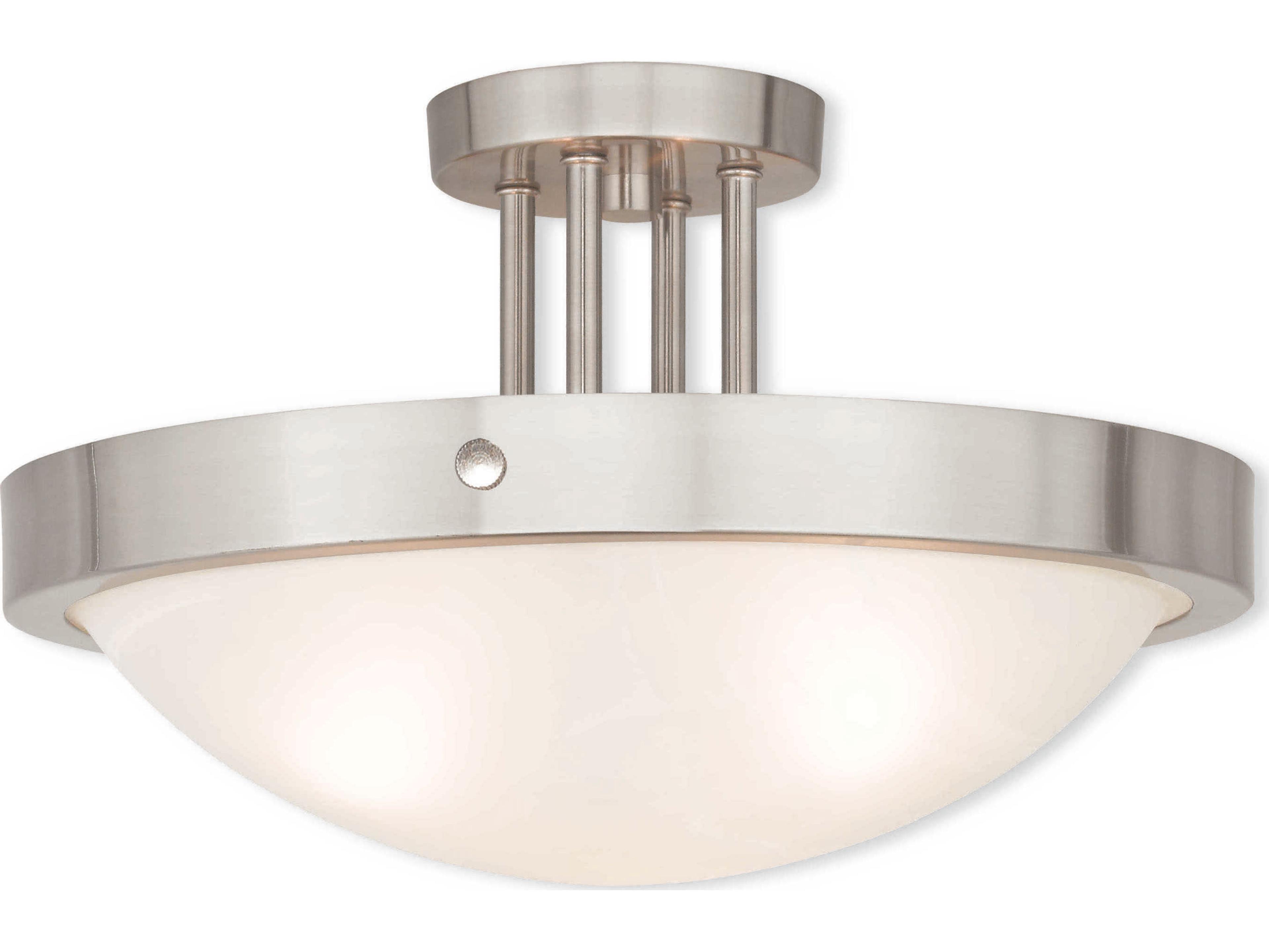 Livex Lighting New Brighton 3-Light Brushed Nickel Glass Bowl Semi Flush Mount