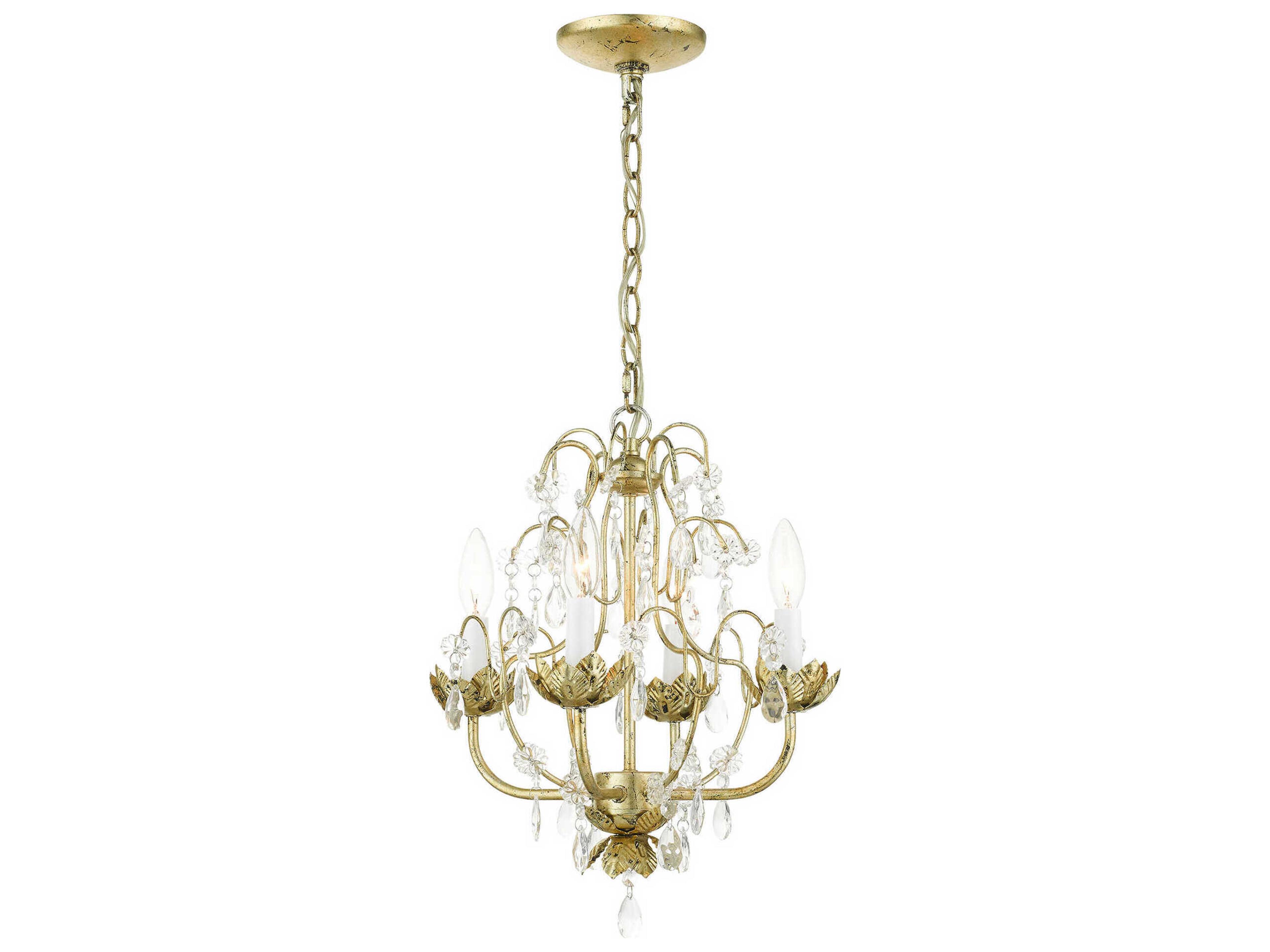 Livex Lighting Acanthus 4-Light Winter Gold Crystal Chandelier
