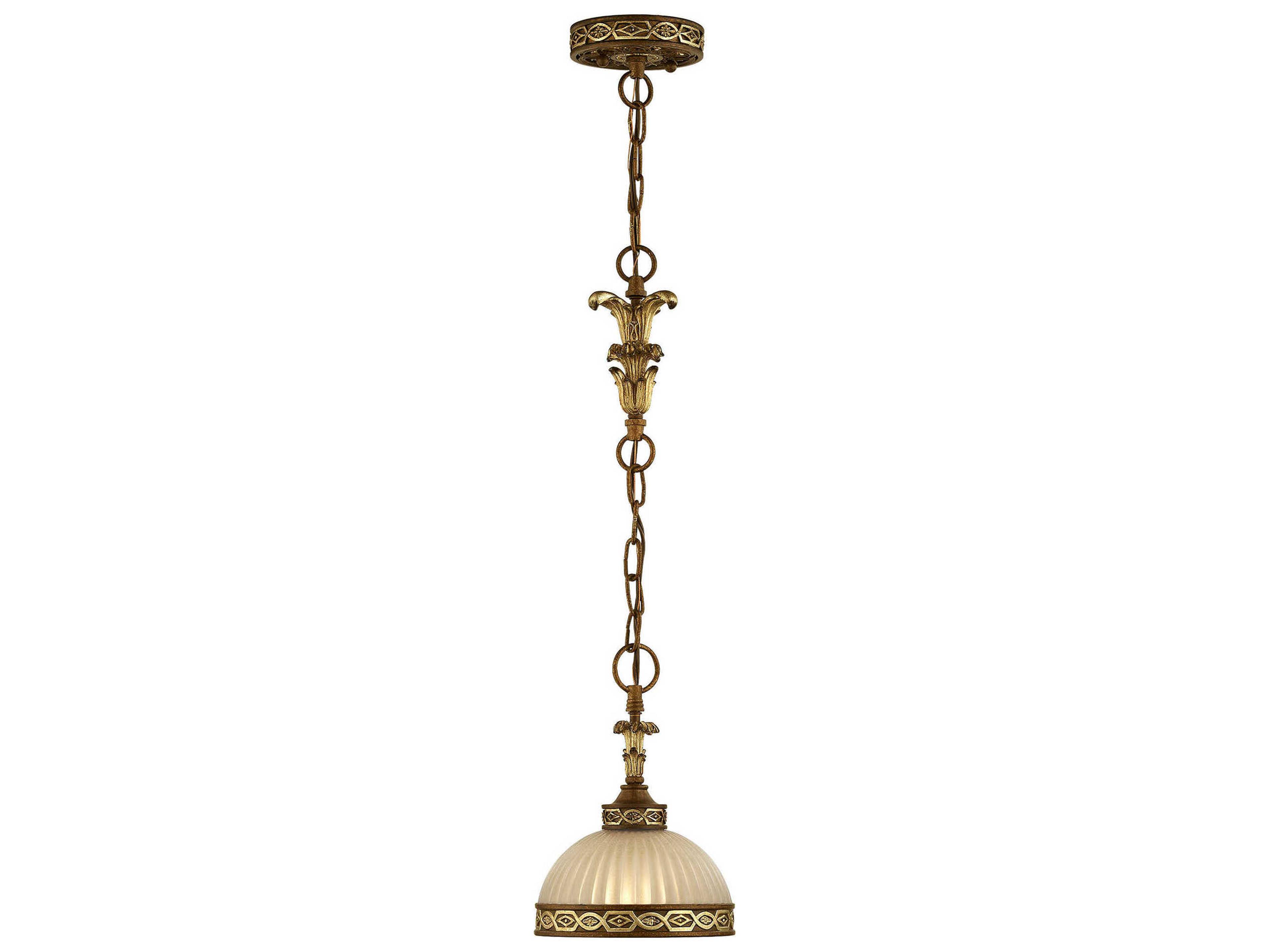 Livex Lighting Seville 1-Light Palacial Bronze Gilded Glass Dome Mini Pendant