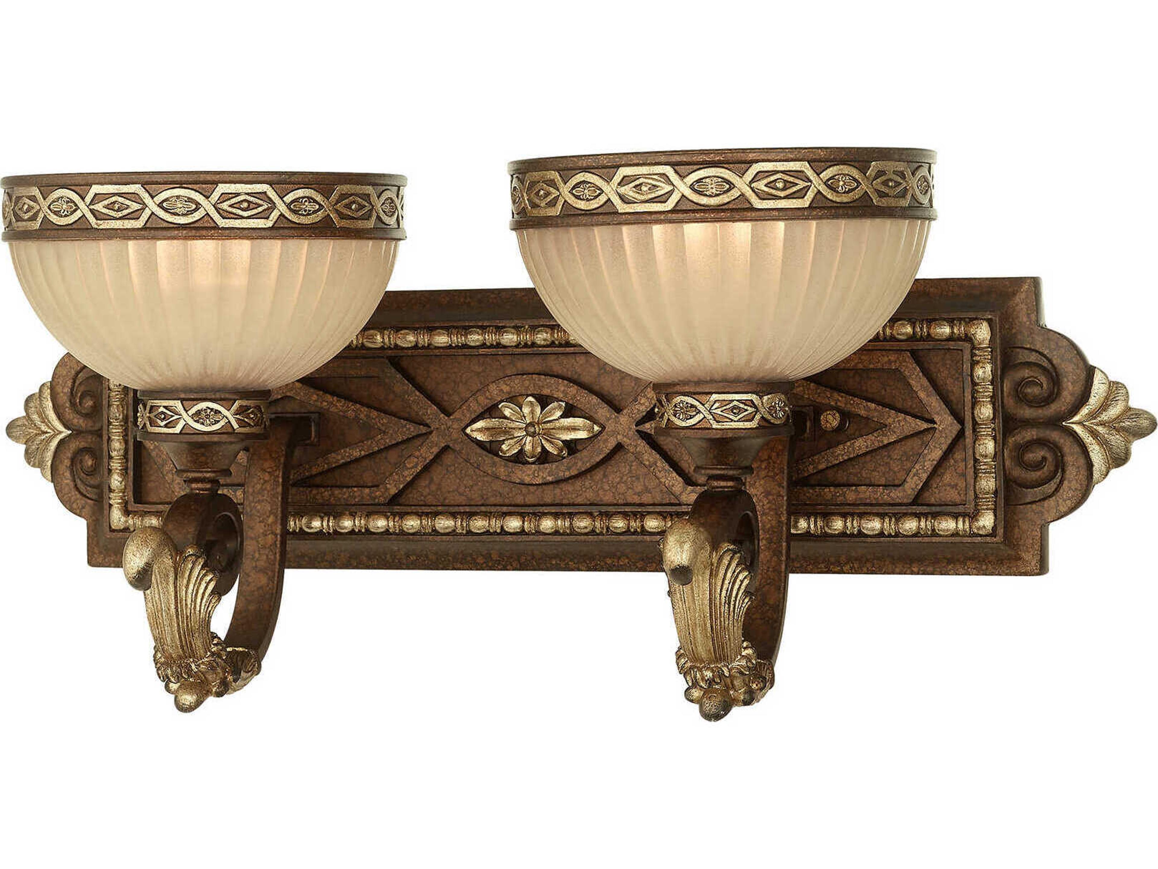 Livex Lighting Seville 2-Light Palacial Bronze Gilded Glass Vanity Light