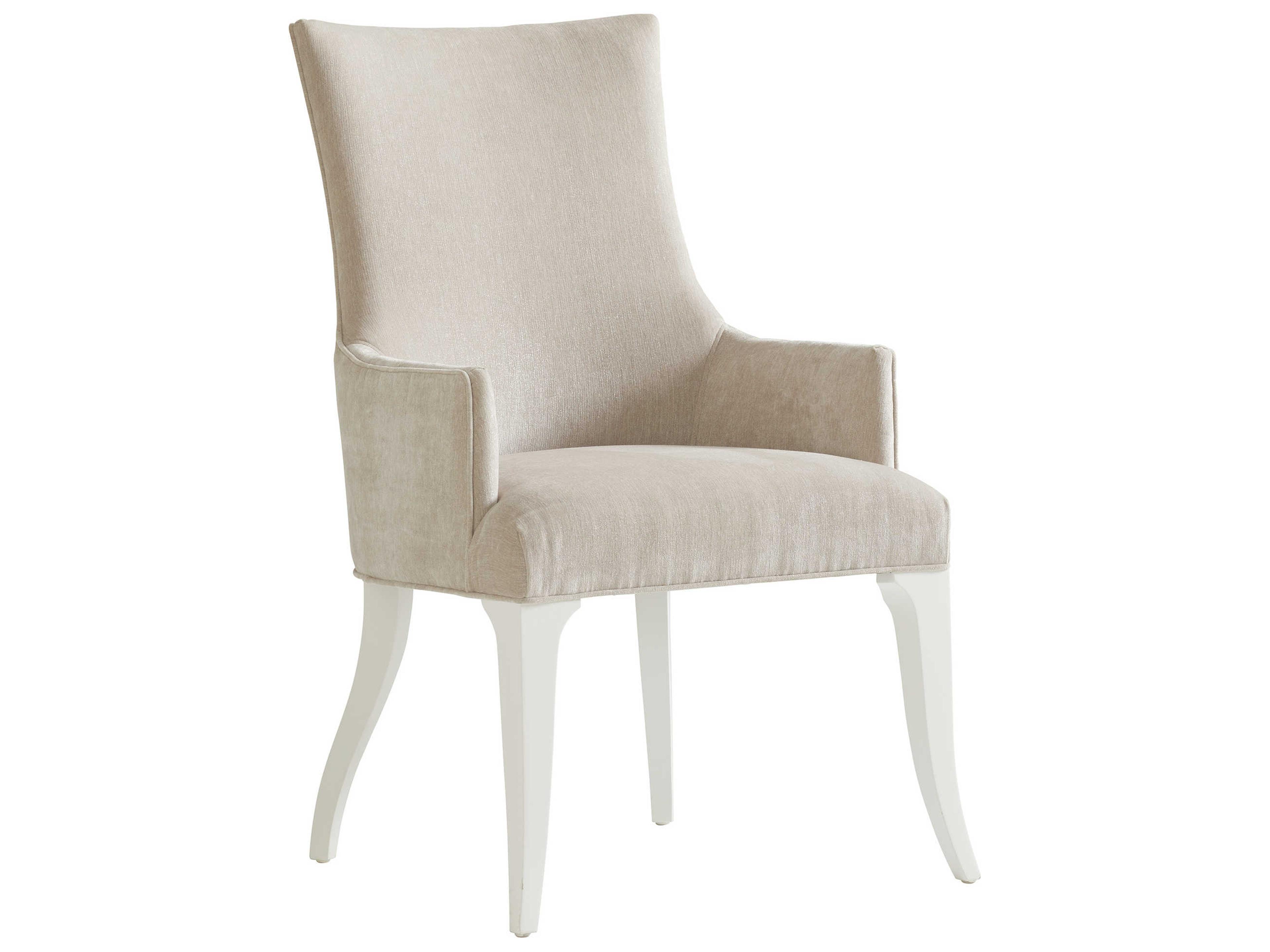 Lexington Avondale Maple Wood Beige Upholstered Arm Dining Chair