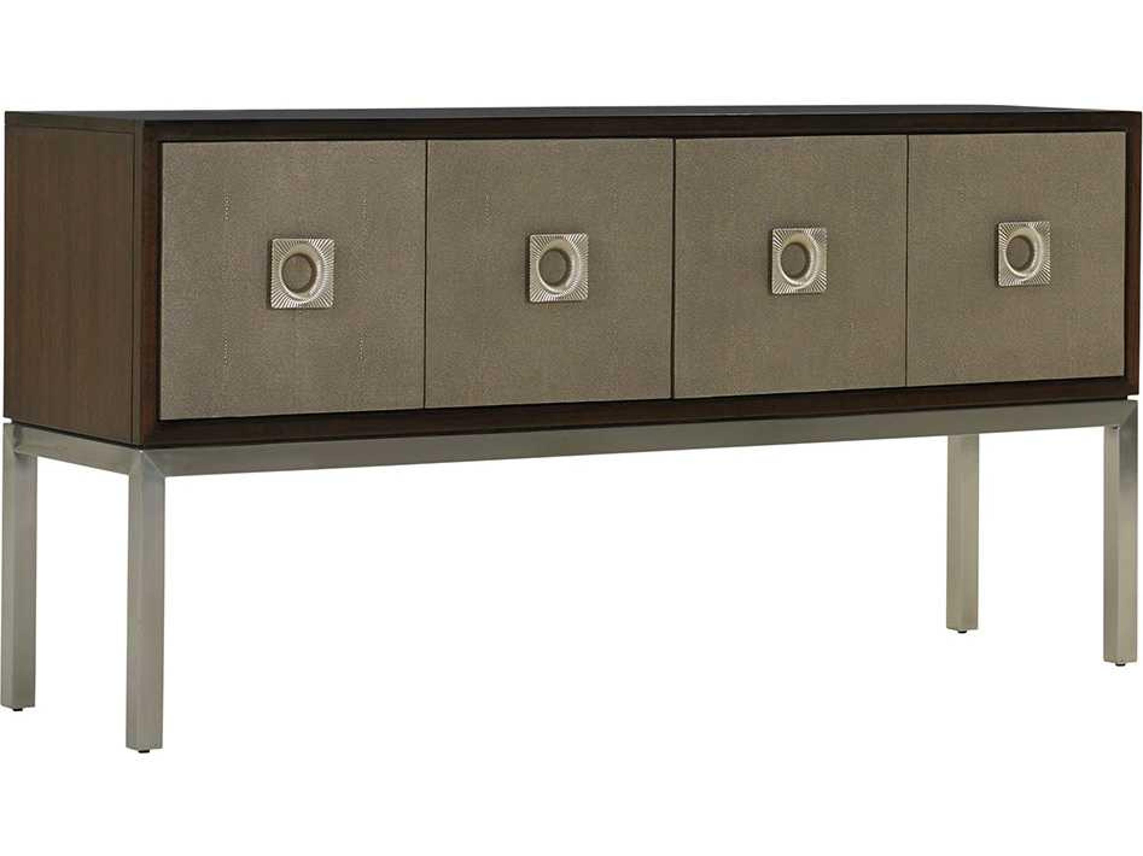 Lexington Macarthur Park 68" Walnut Wood With Taupe Faux Leather Sideboard