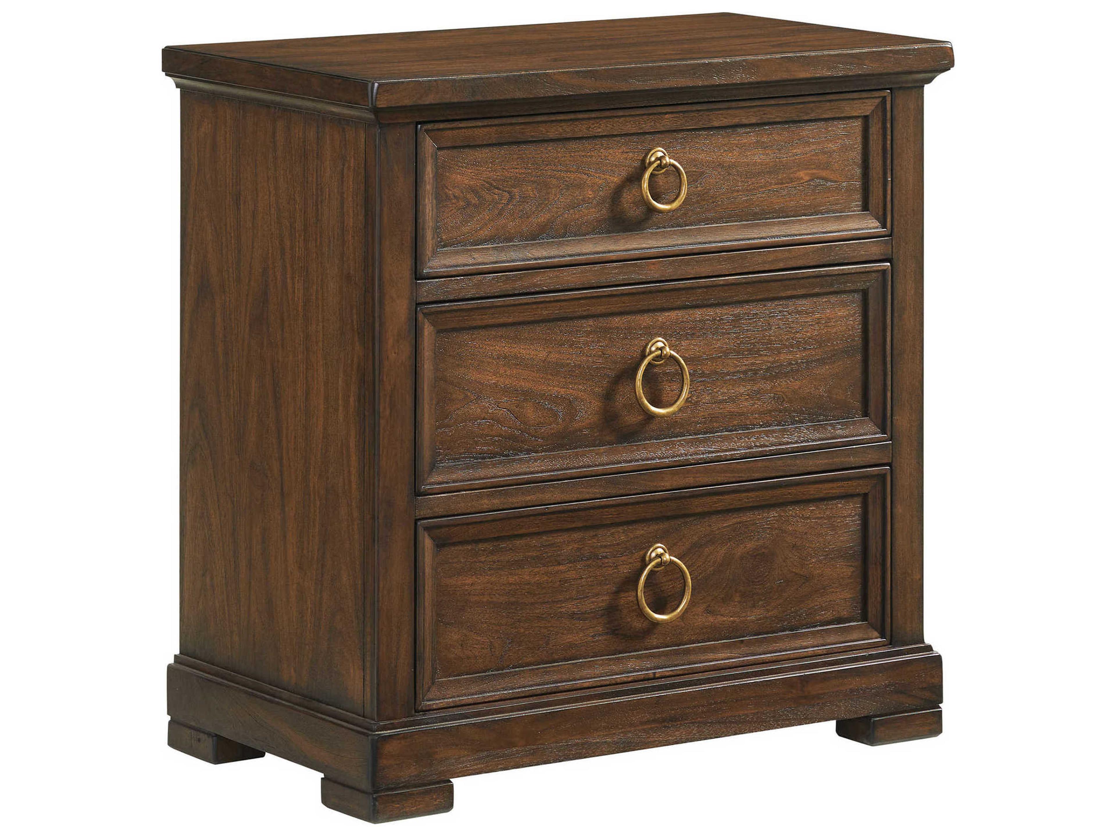 Lexington Silverado 3-Drawers Brown Walnut Wood Nightstand