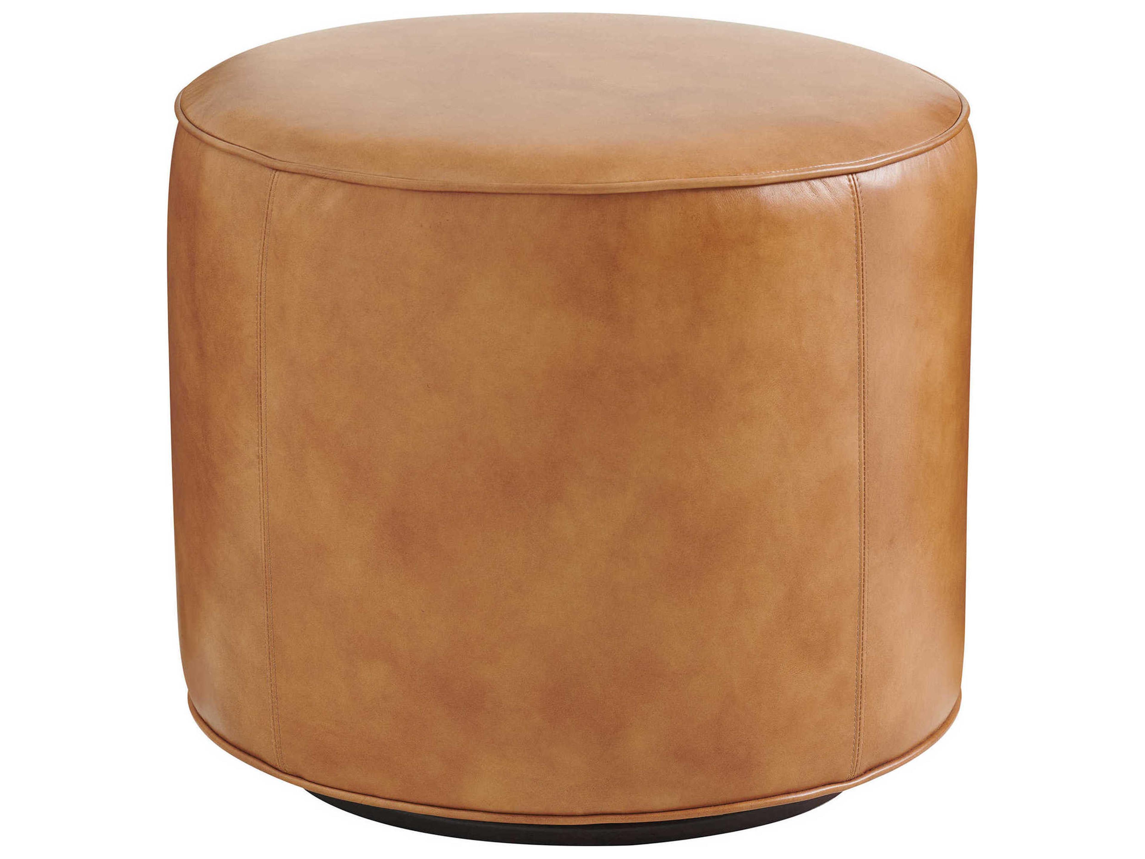 Lexington Silverado Walnut Tan Leather Ottoman