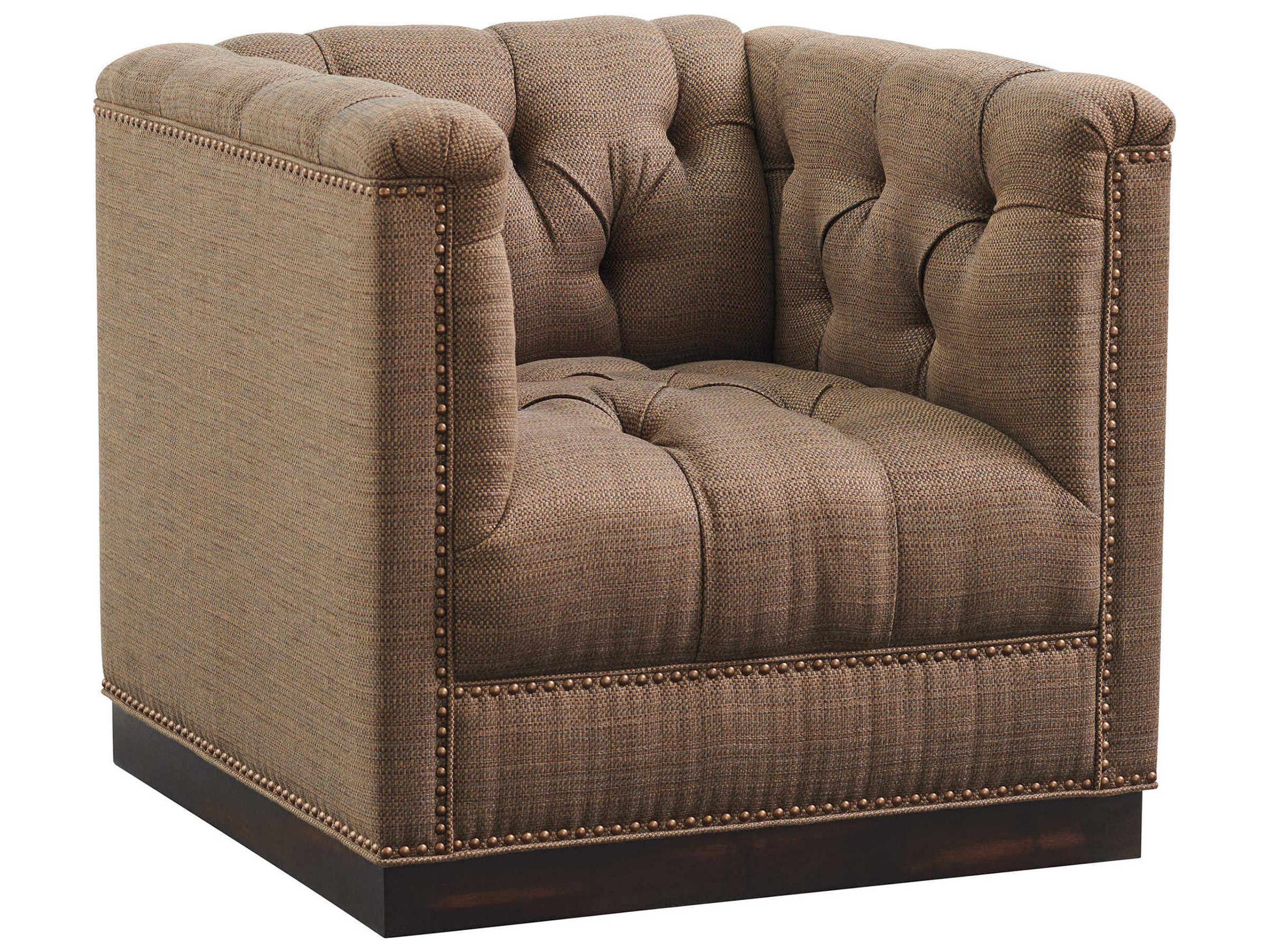 Lexington Silverado Swivel Brown Fabric Tufted Accent Chair