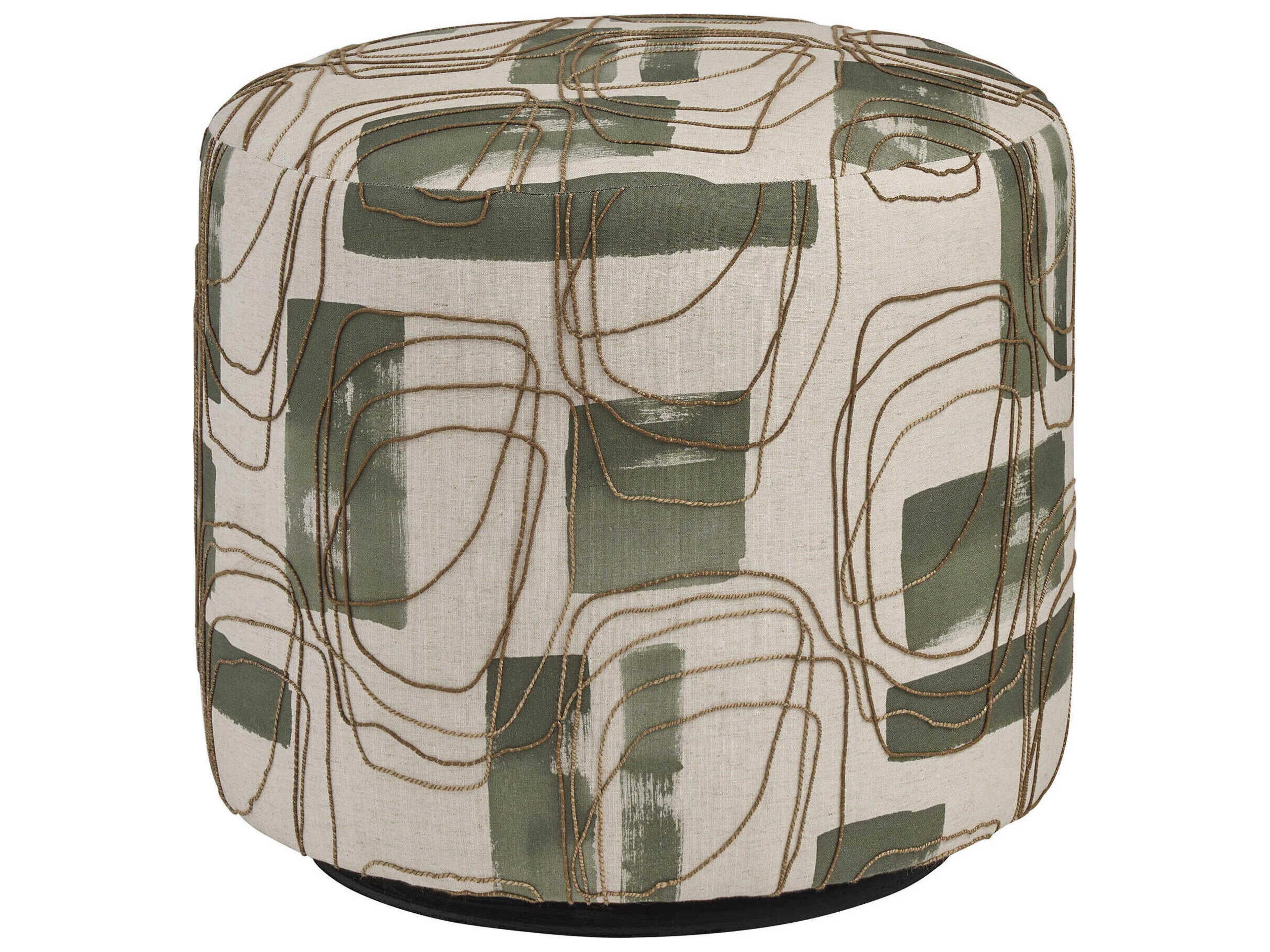 Lexington La Costa Three Arch Green Upholstered Ottoman