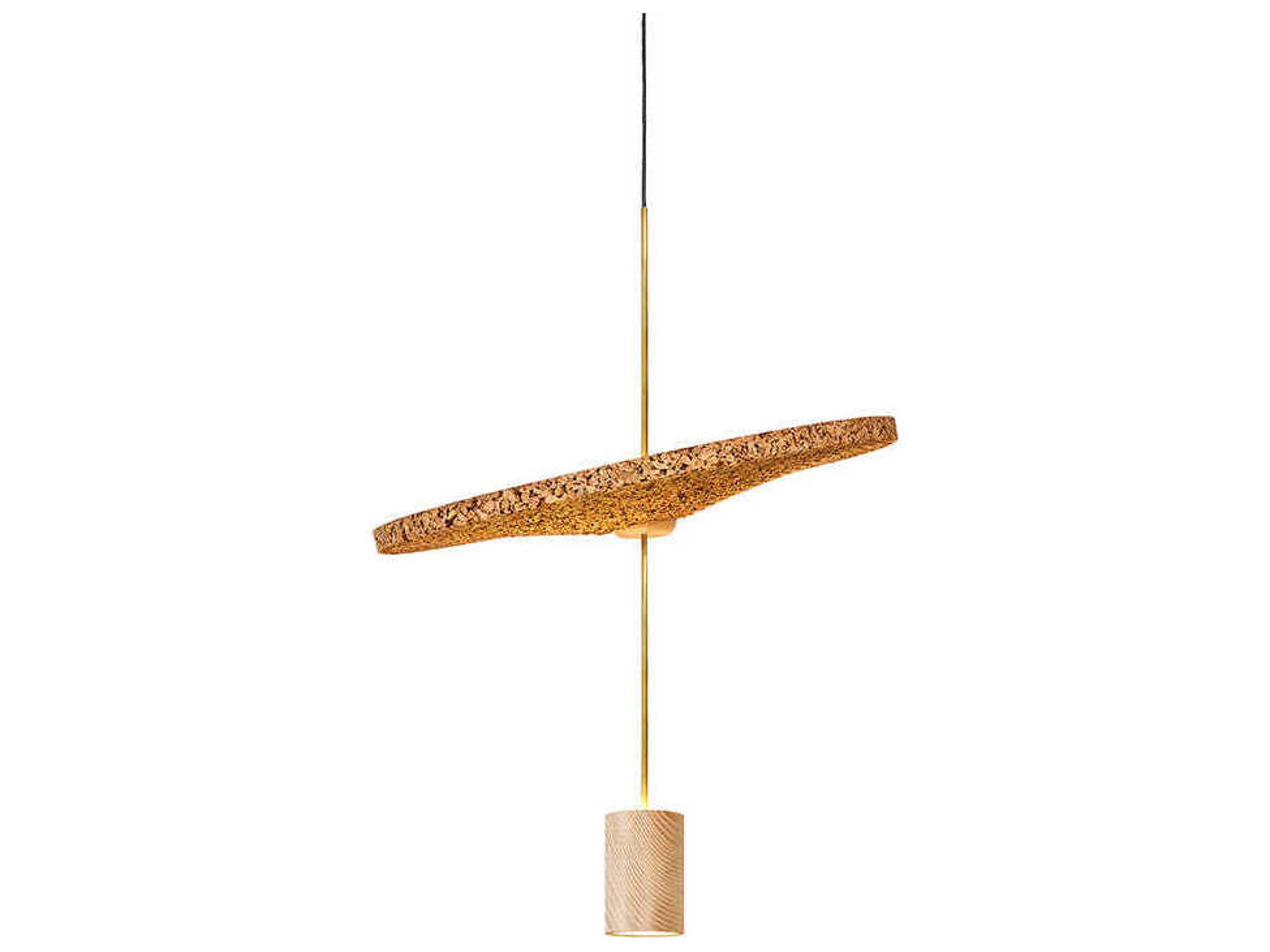 Luxcambra Calma 2-Light Satin Brass Brown Round Pendant