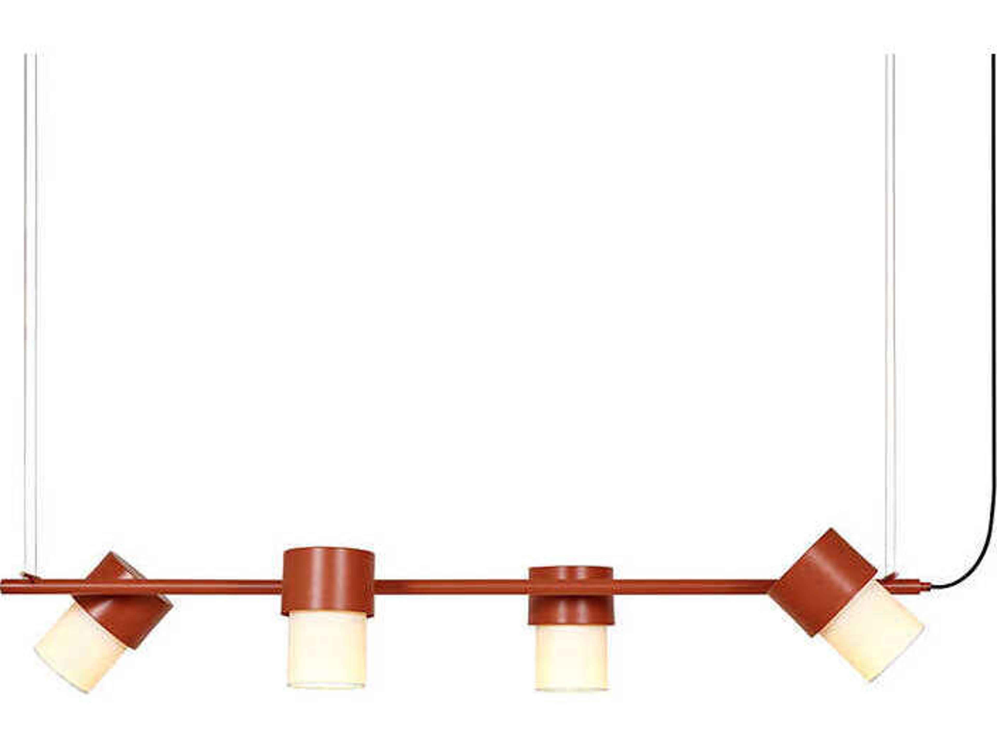 Luxcambra Kan 4-Light Terracotta Red Cylinder Island Pendant