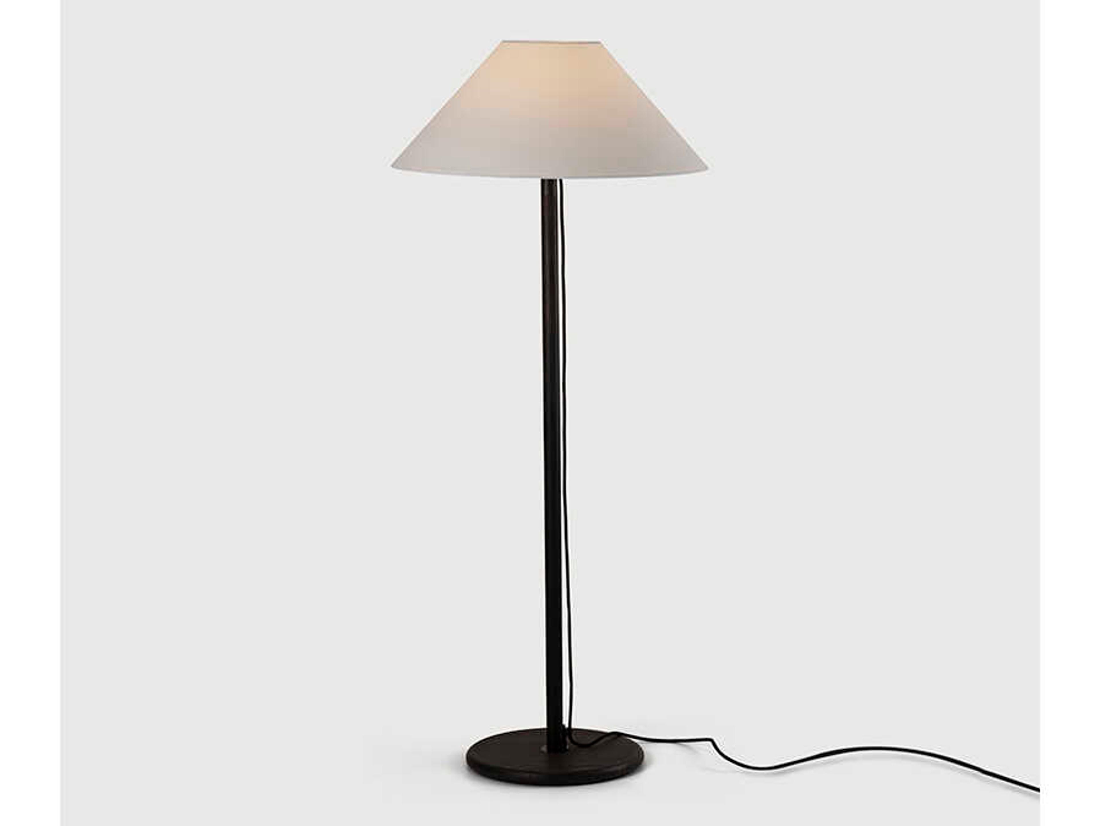 Luxcambra Clasica Pinewood Melis Painted Black Scroll White Parchment Floor Lamp