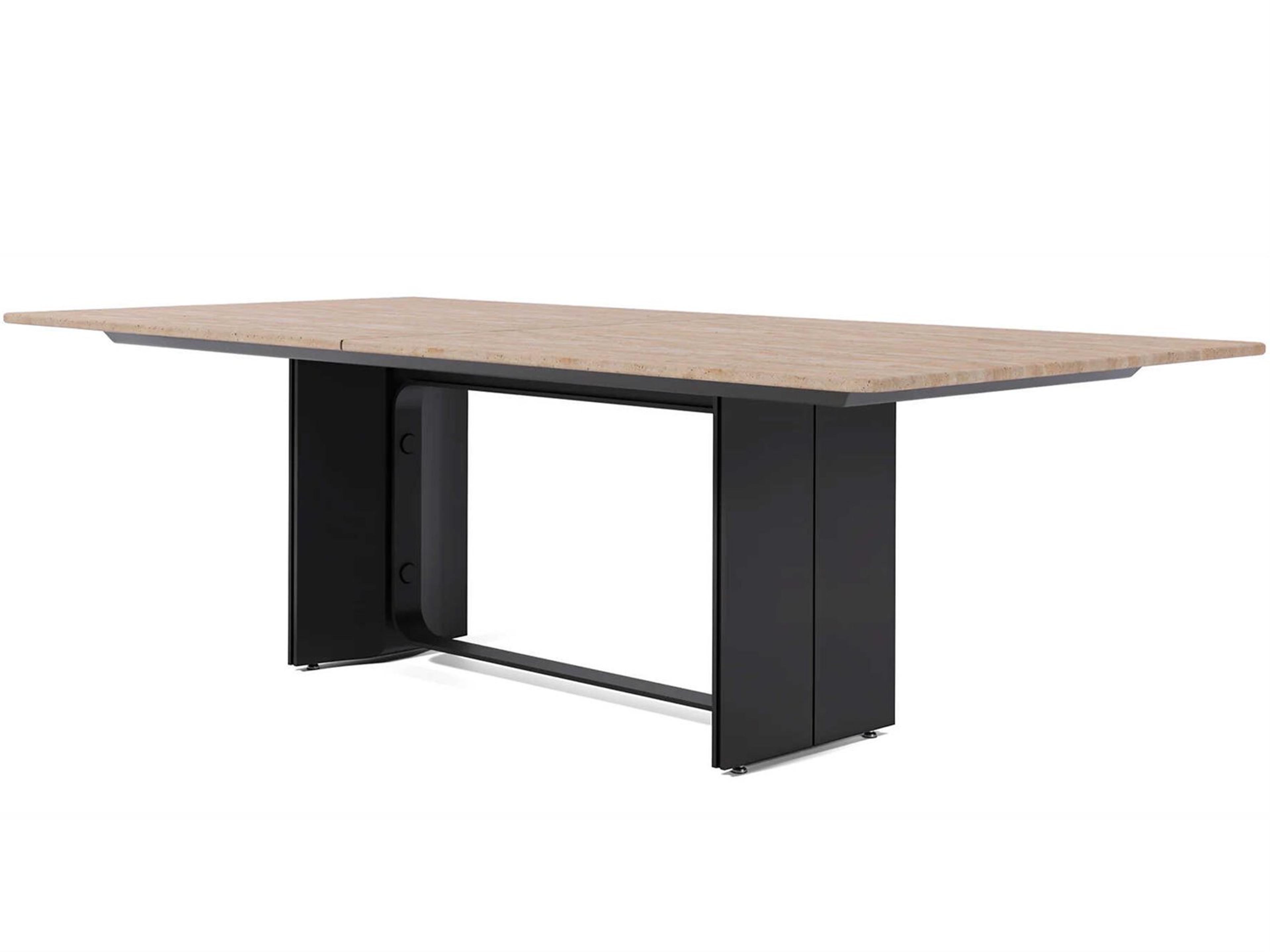 Luxcor Modluxe Giaveno Dining Table 94 in Travertine and Graphite