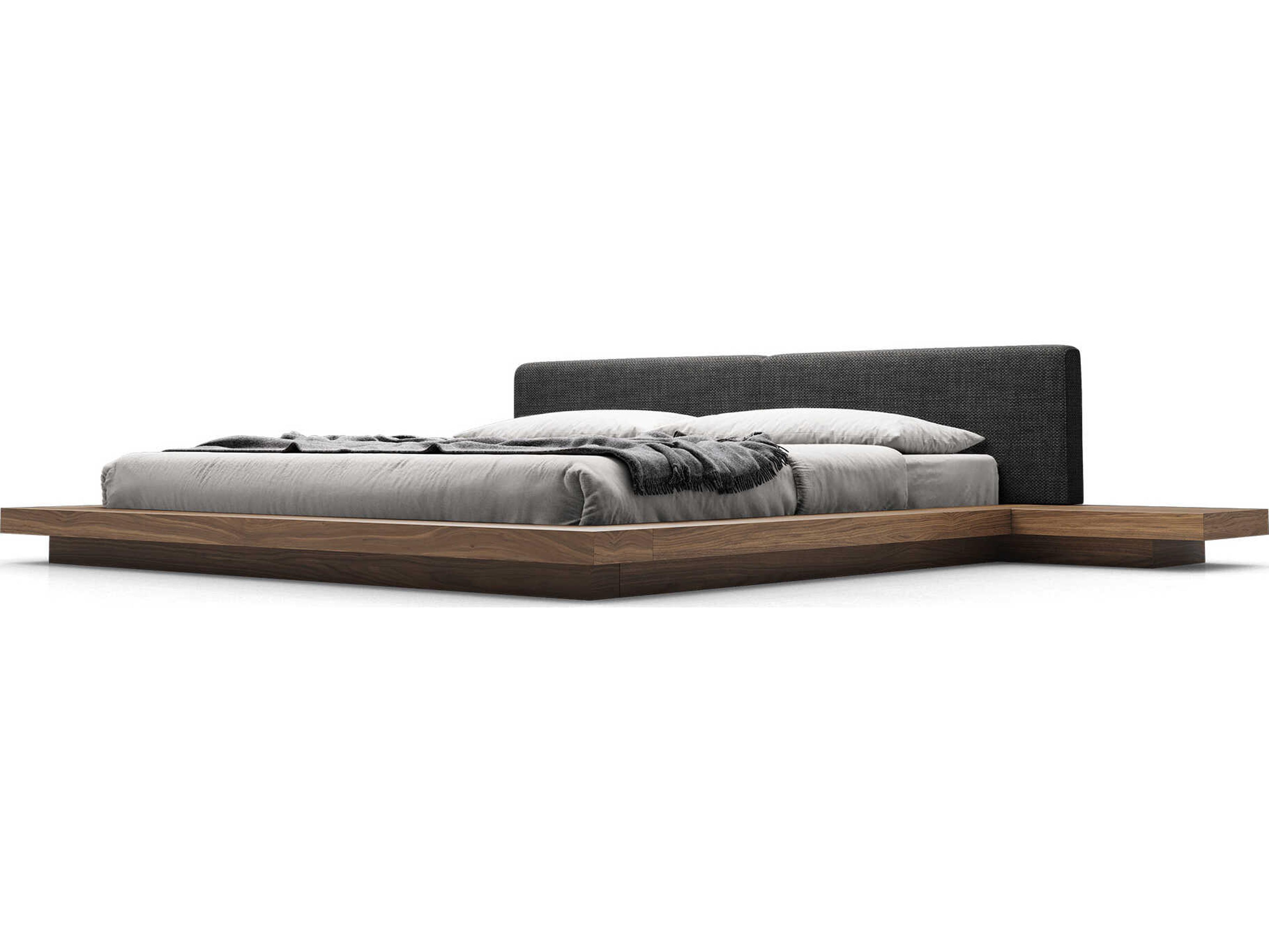 Luxcor Modluxe Akanji Bed Soft Carbon Fabric and Walnut / King