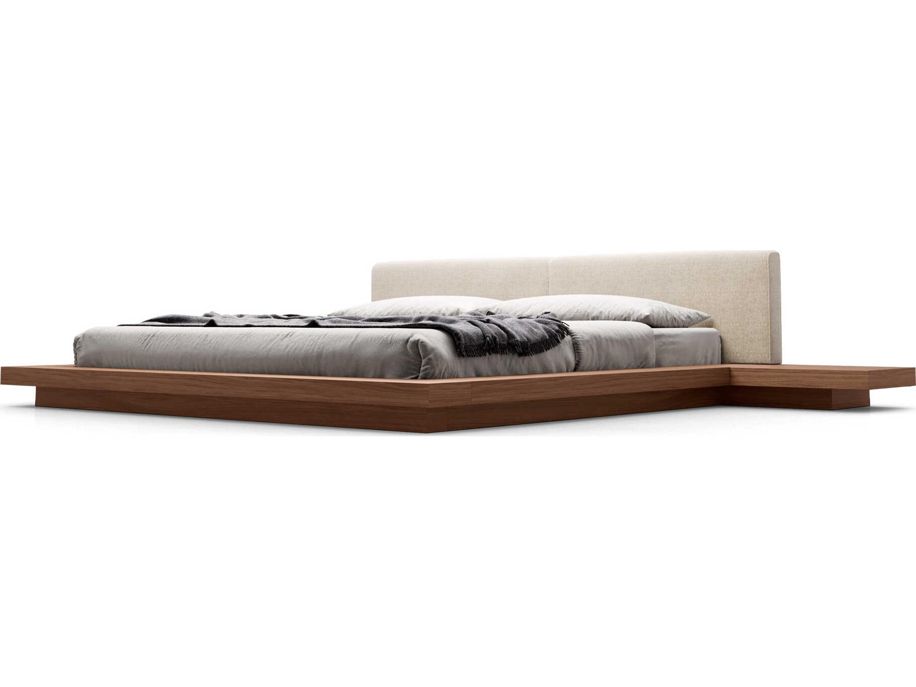 Luxcor Modluxe Akanji King Bed in Ecru Fabric and Walnut