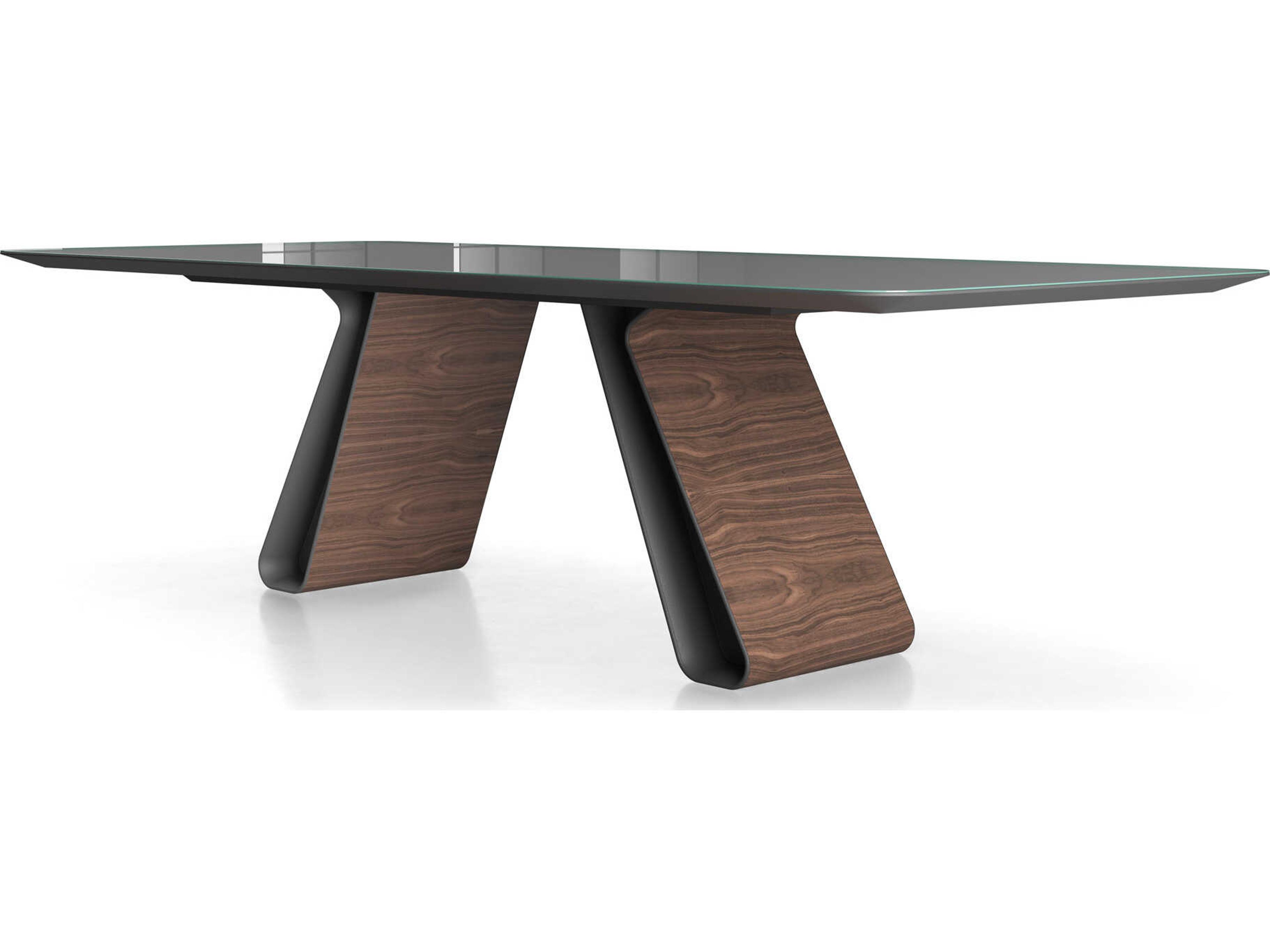 Luxcor Modluxe Rashford Dining Table in Graphite Glass and Walnut