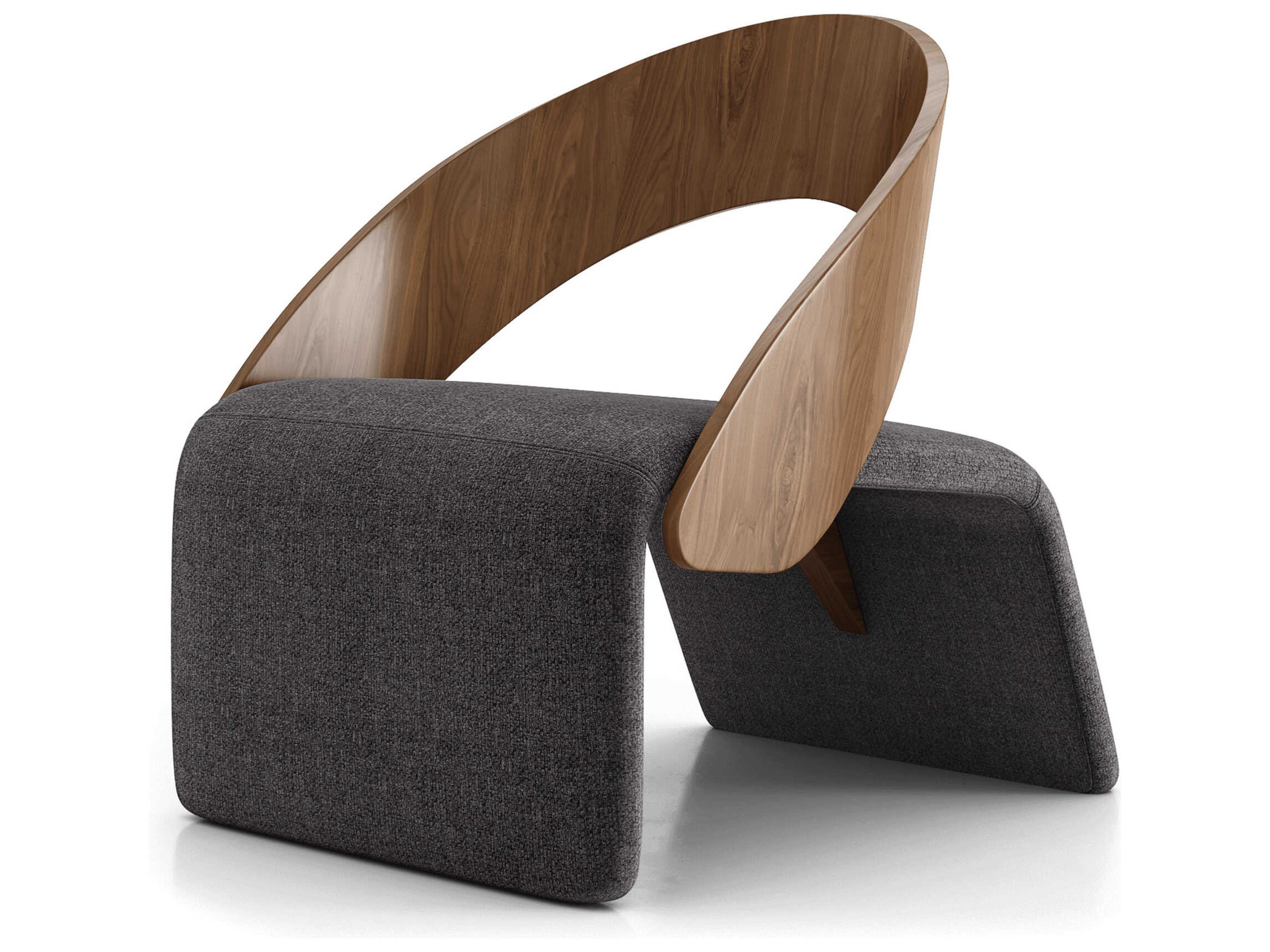 Luxcor Modluxe Wishaw Accent Chair in Deep Caviar Fabric and Walnut