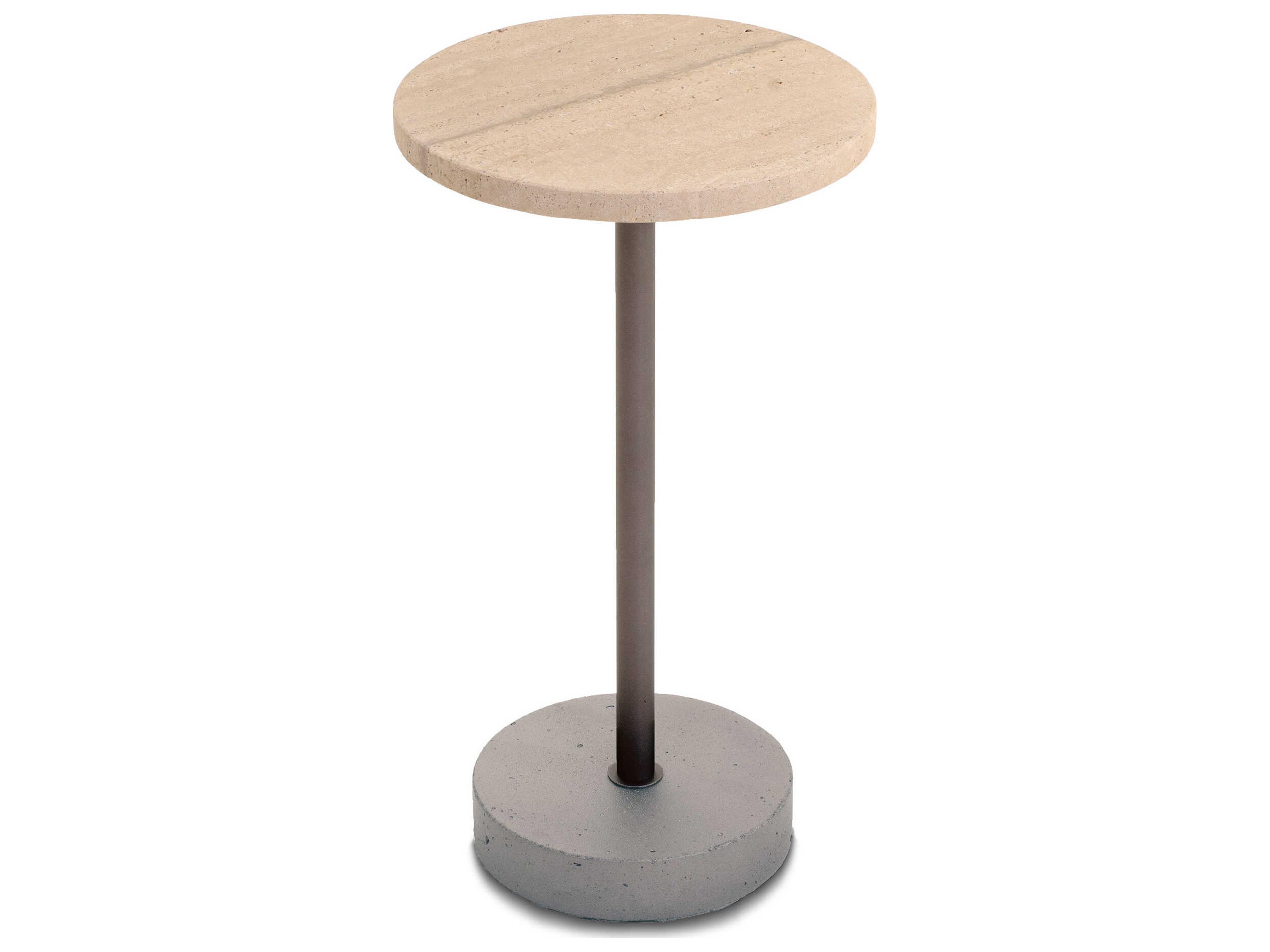 Luxcor Modluxe Suez Side Table in Travertine and Bronze