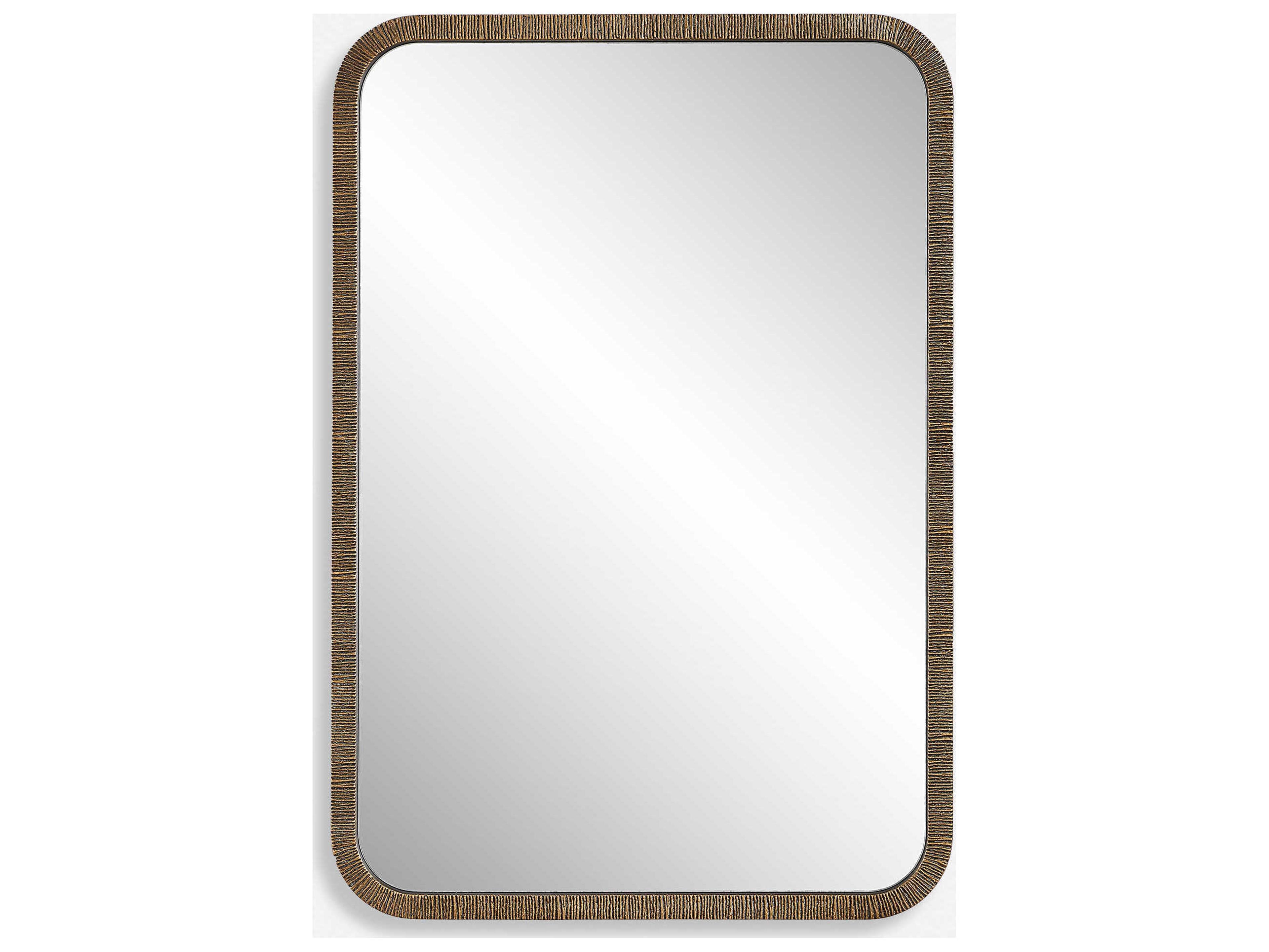 Luxecor Illumination Antique Gold On Textured Frame Rectangular Wall Mirror