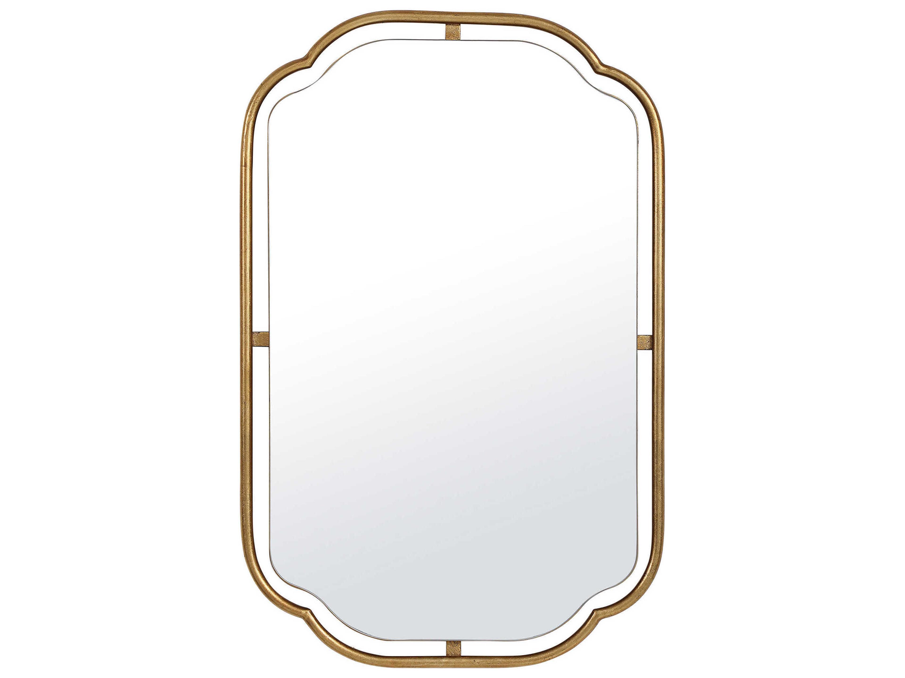 Luxecor Illumination Lightly Antiqued Gold Leaf Rectangular Wall Mirror
