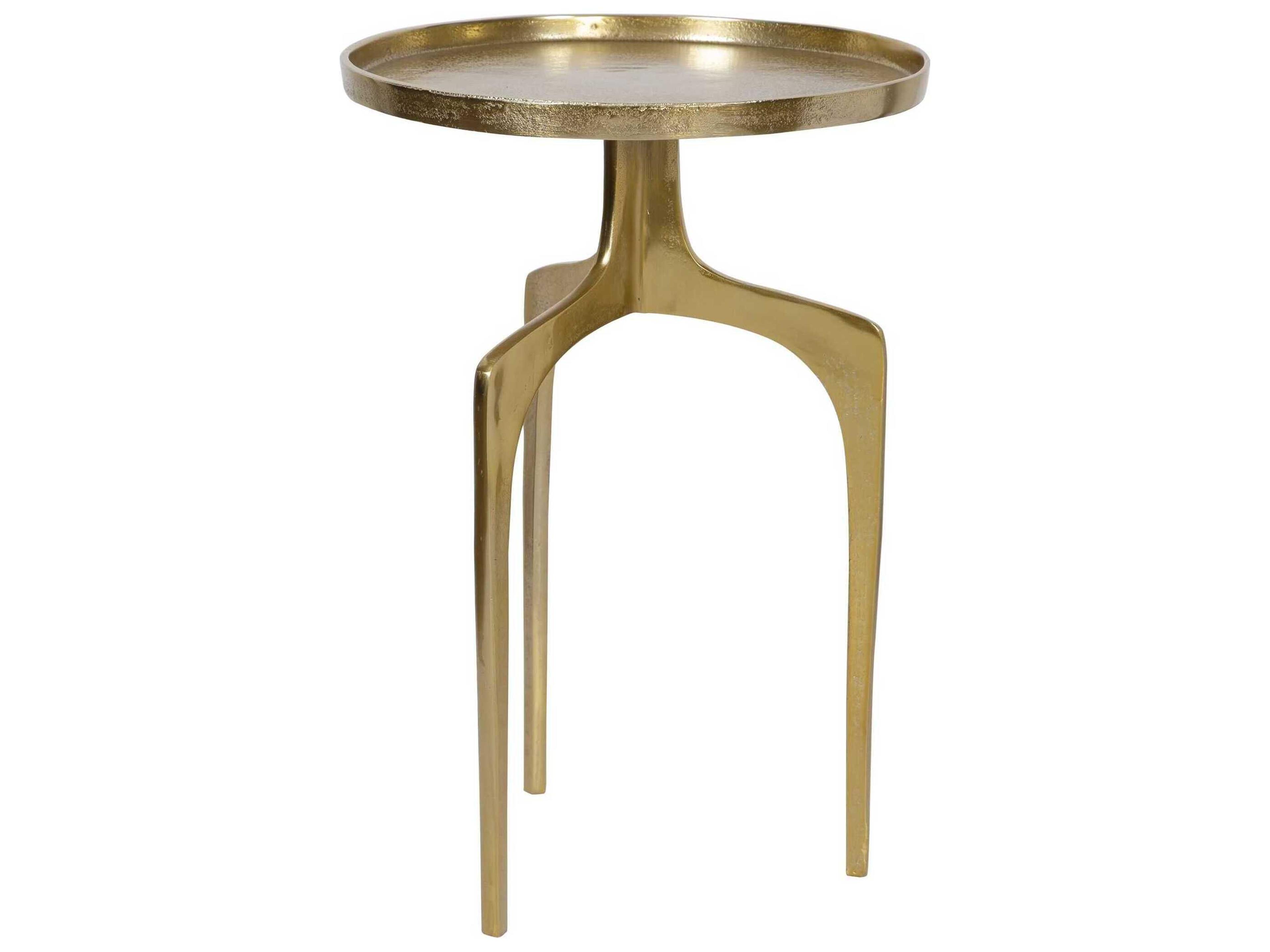 Luxecor Illumination Round Metal Soft Gold End Table
