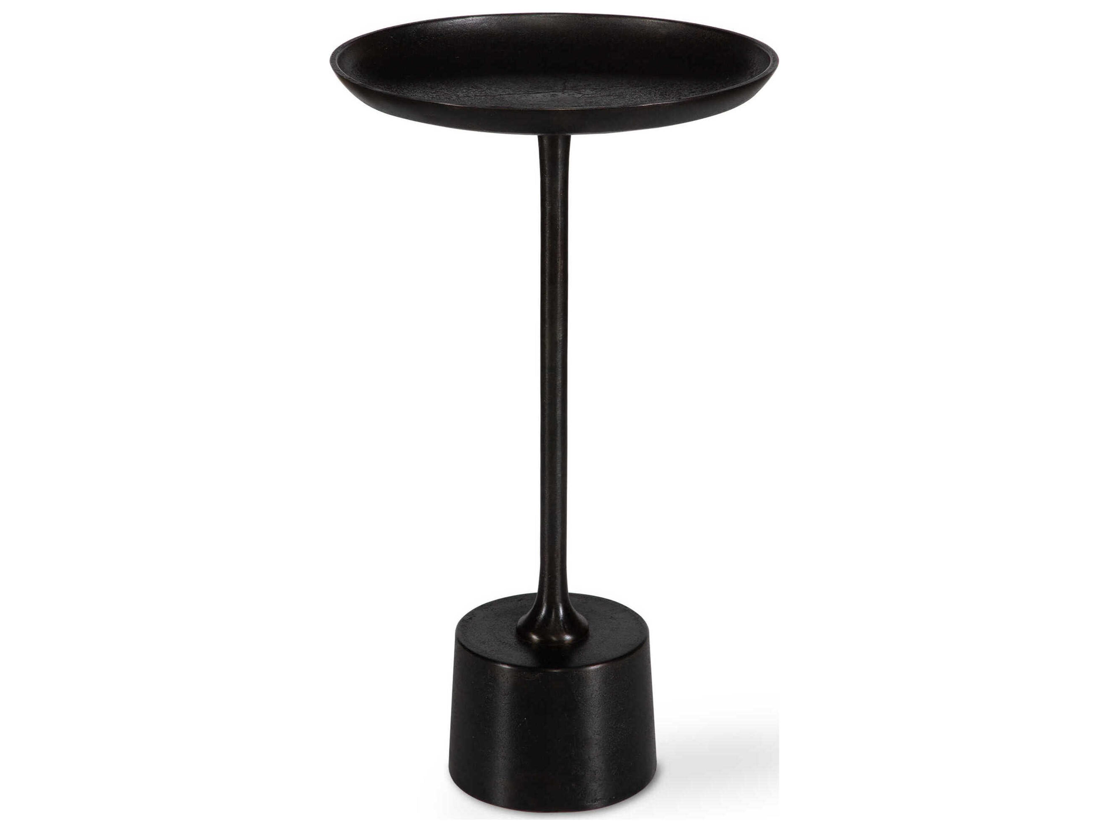 Luxecor Illumination Round Metal Raw Dark Brown End Table