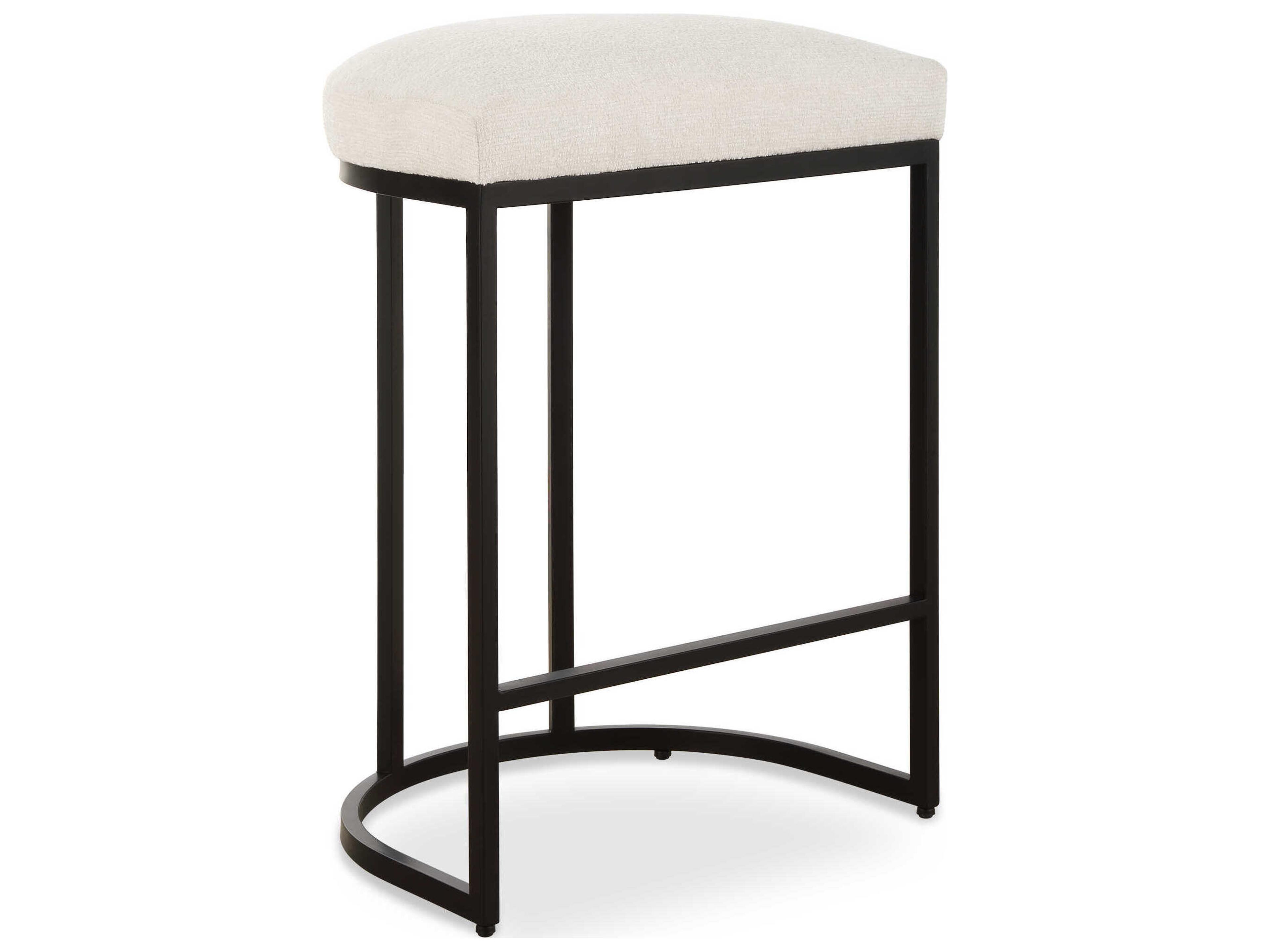 Luxecor Illumination Matte Black Light Cream Upholstered Counter Stool