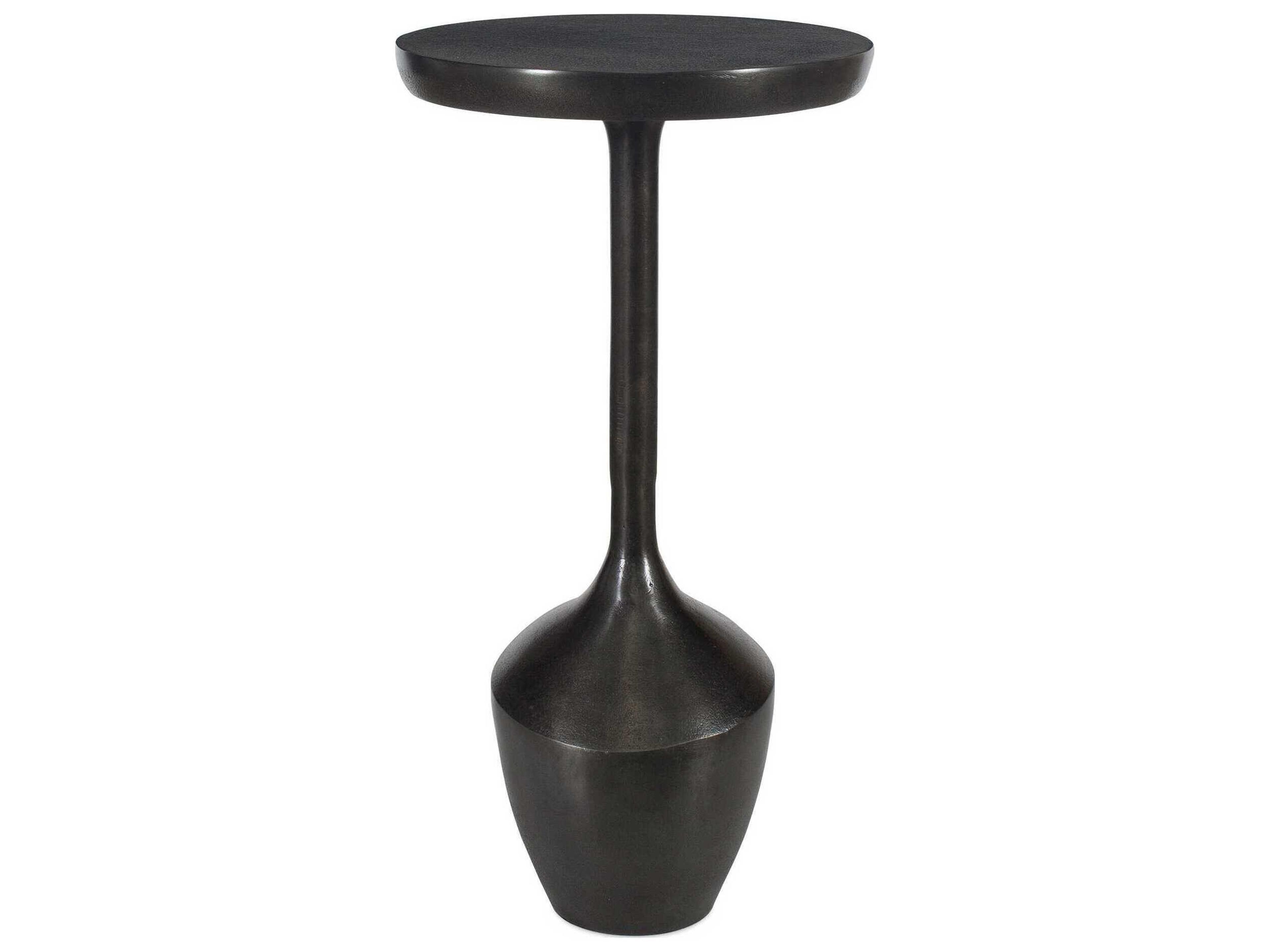 Luxecor Illumination Round Metal Raw Dark Brown End Table