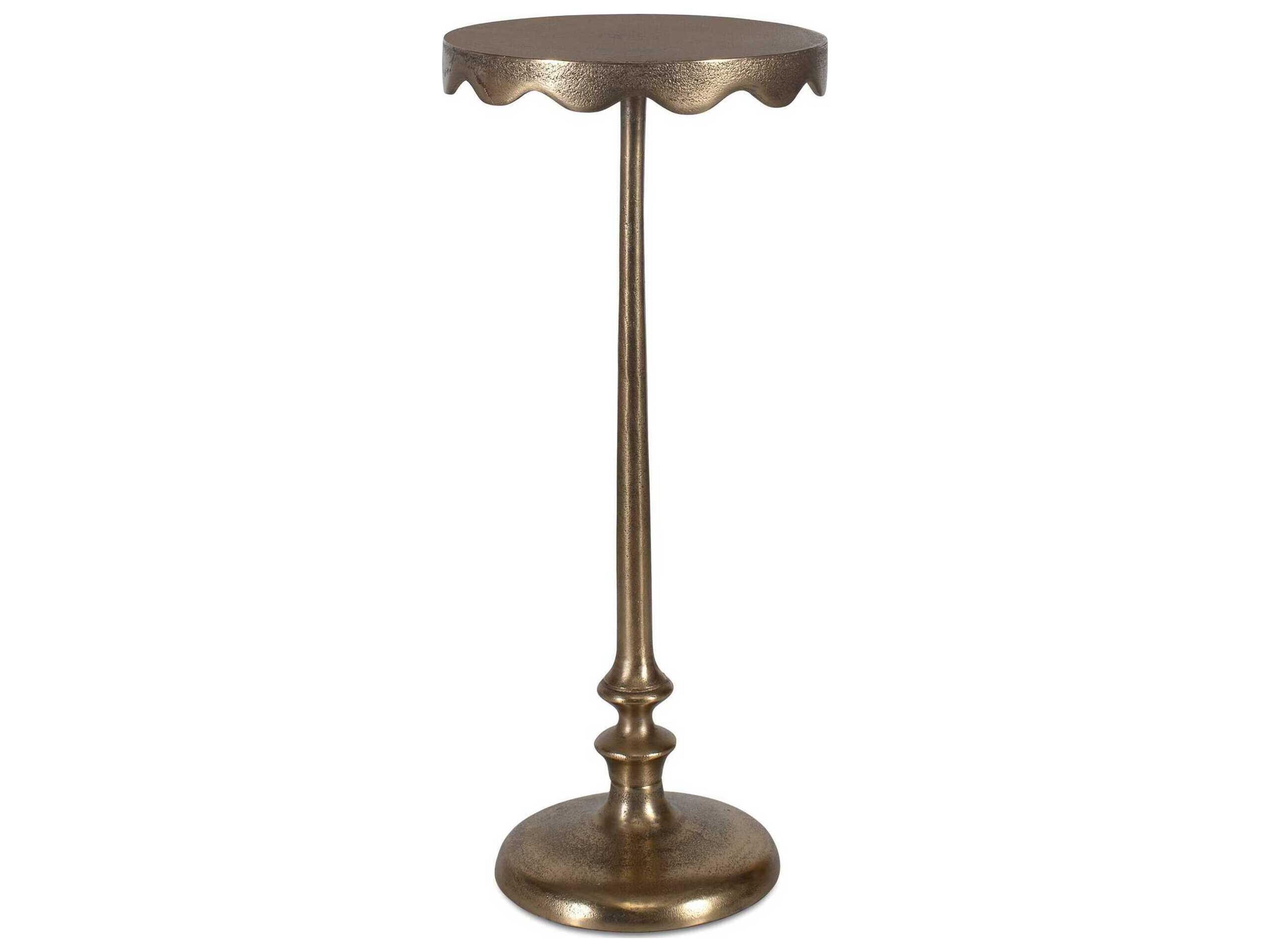 Luxecor Illumination Round Metal Brass Antique End Table