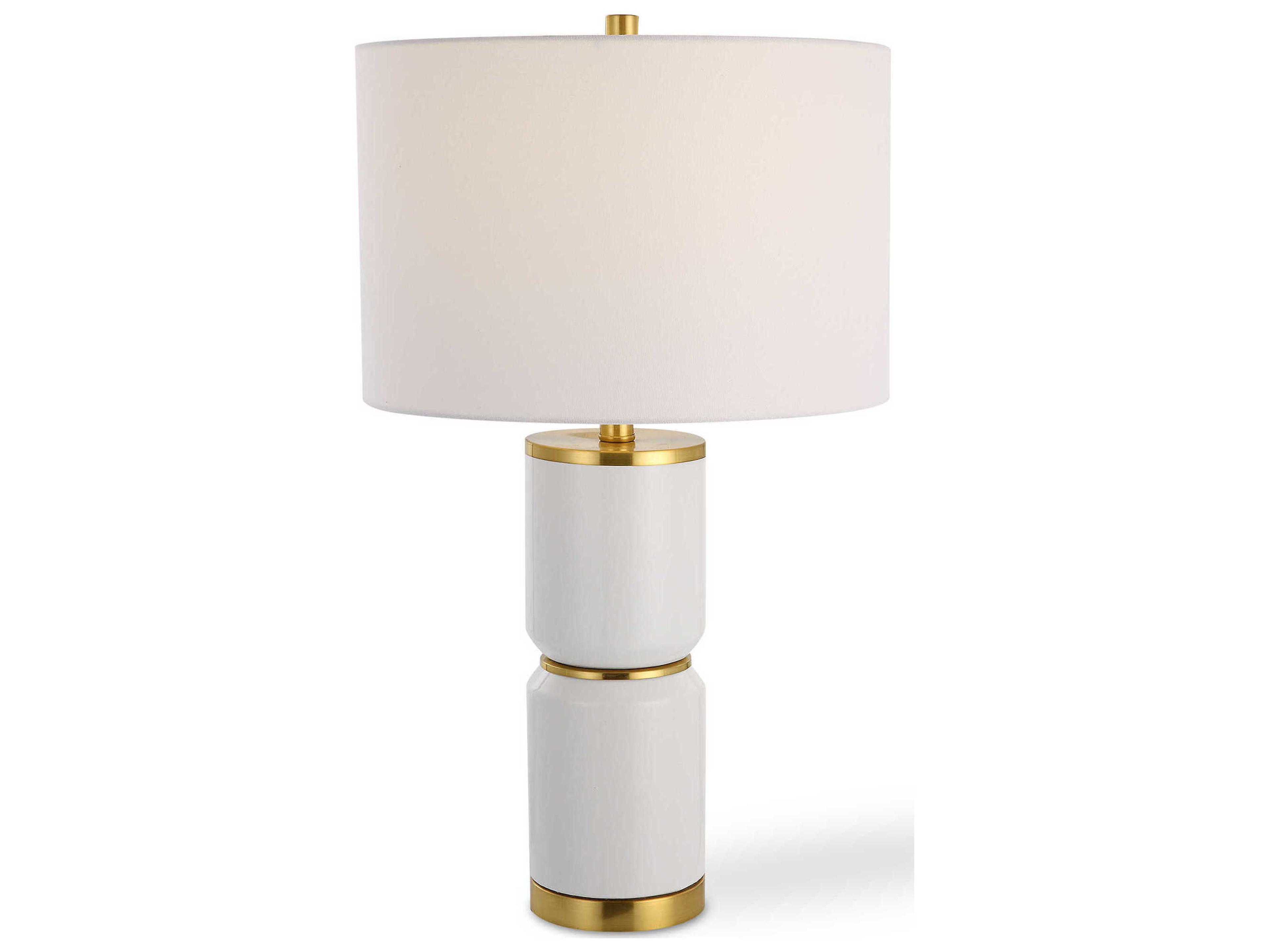Luxecor Illumination Gloss White Drum Hardback Buffet Lamp